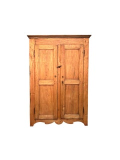 19th-Century Alpine Poplar Wood Cabinet with Paneled Sides