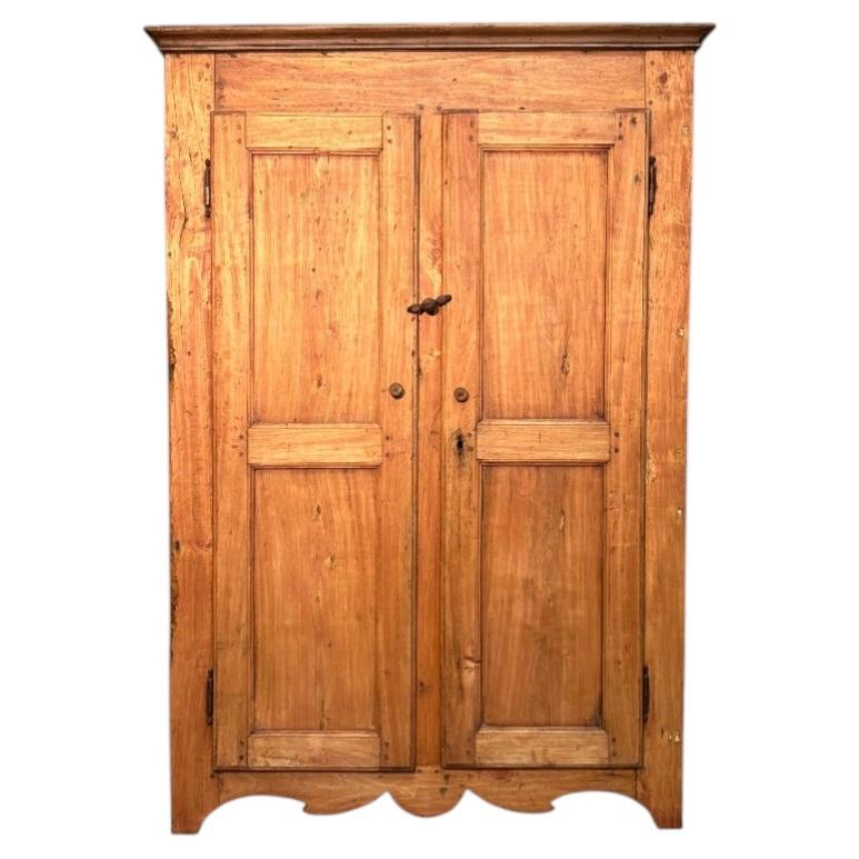 Armoire en bois de peuplier des Alpes du XIXe siècle, avec côtés à panneaux