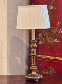 19th Century Altar Stick Lamp With Gilt Surface