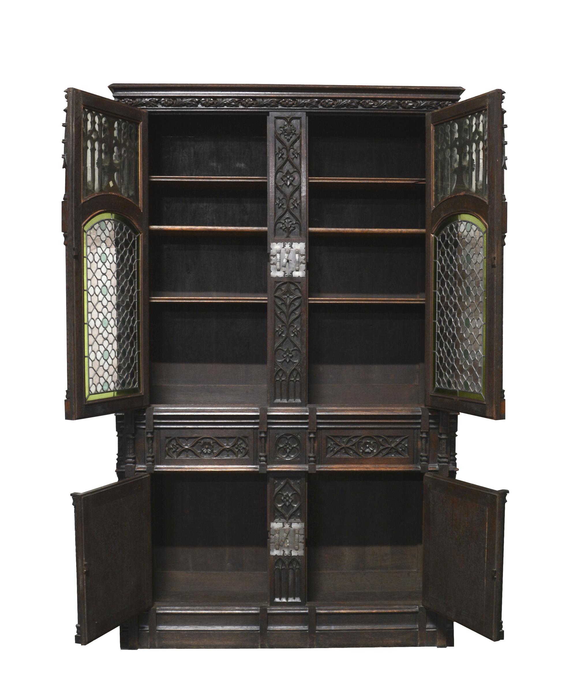 19th Century Amazing Gothic Revival Bookcase For Sale 8