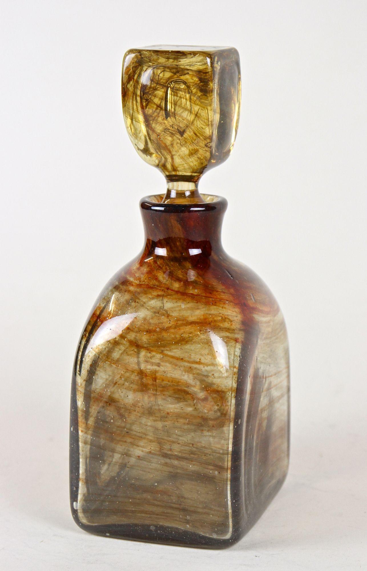 19th Century Amber Colored Mouth Blown Glass Bottle with Plug, Austria ca. 1870 6