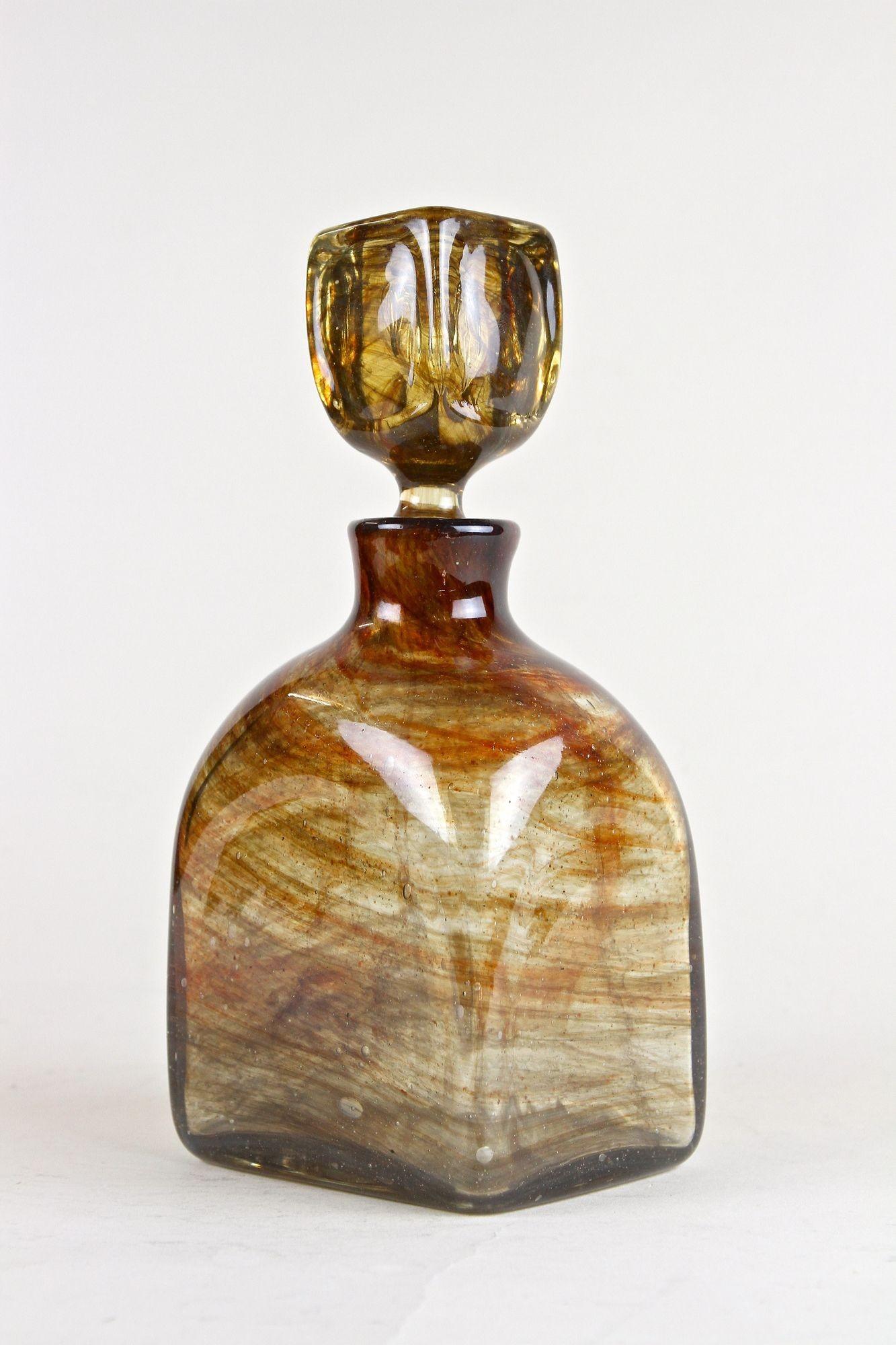19th Century Amber Colored Mouth Blown Glass Bottle with Plug, Austria ca. 1870 10