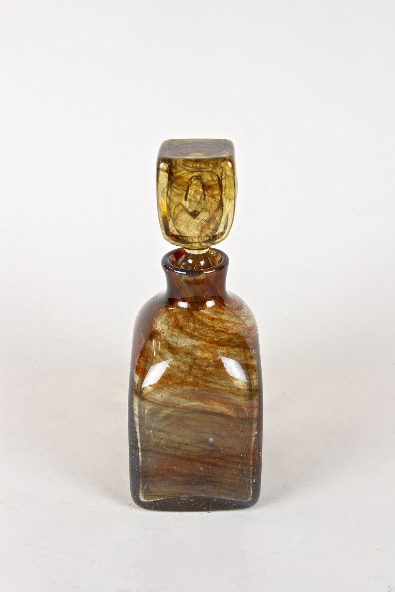 19th Century Amber Colored Mouth Blown Glass Bottle with Plug, Austria ca. 1870 2