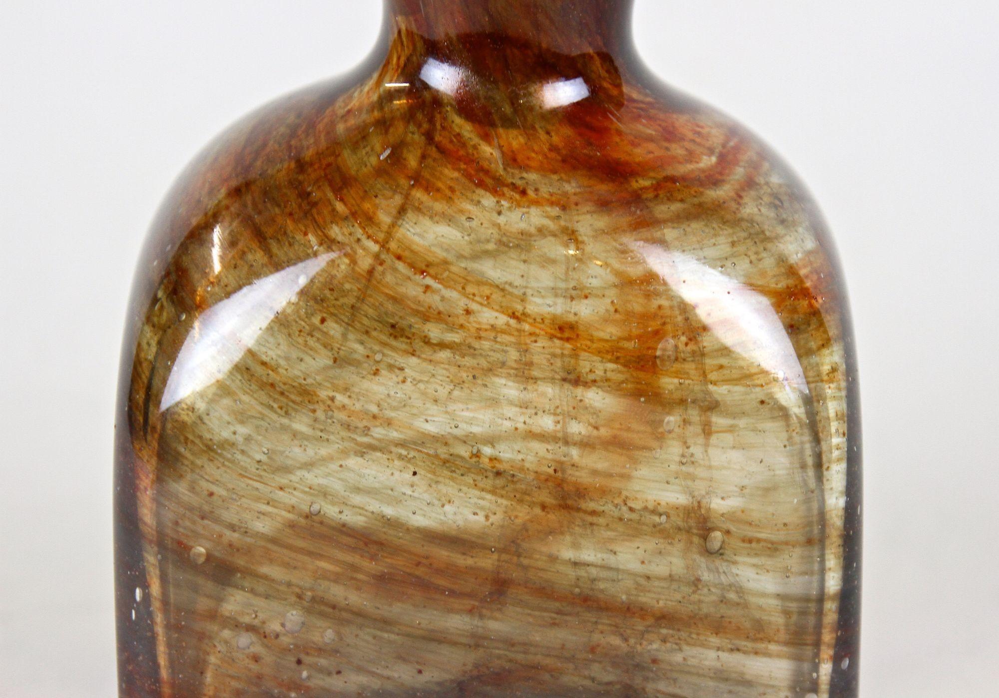 19th Century Amber Colored Mouth Blown Glass Bottle with Plug, Austria ca. 1870 5