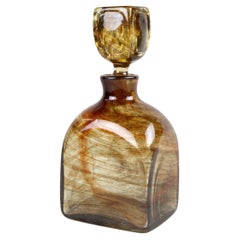 19th Century Amber Colored Mouth Blown Glass Bottle with Plug, Austria ca. 1870