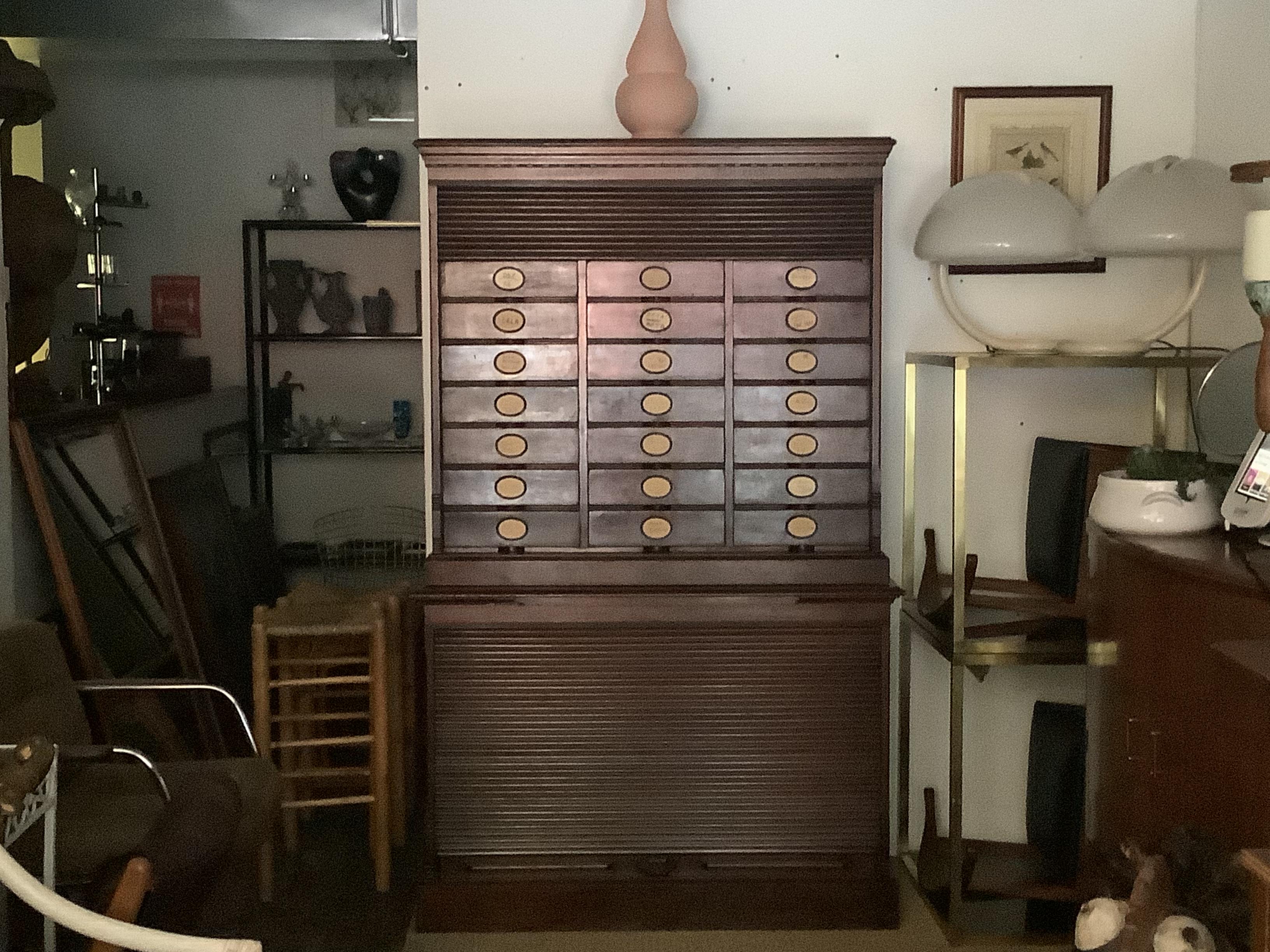 19th Century Amberg Mahogany Wooden Filing Cabinet For Sale 5