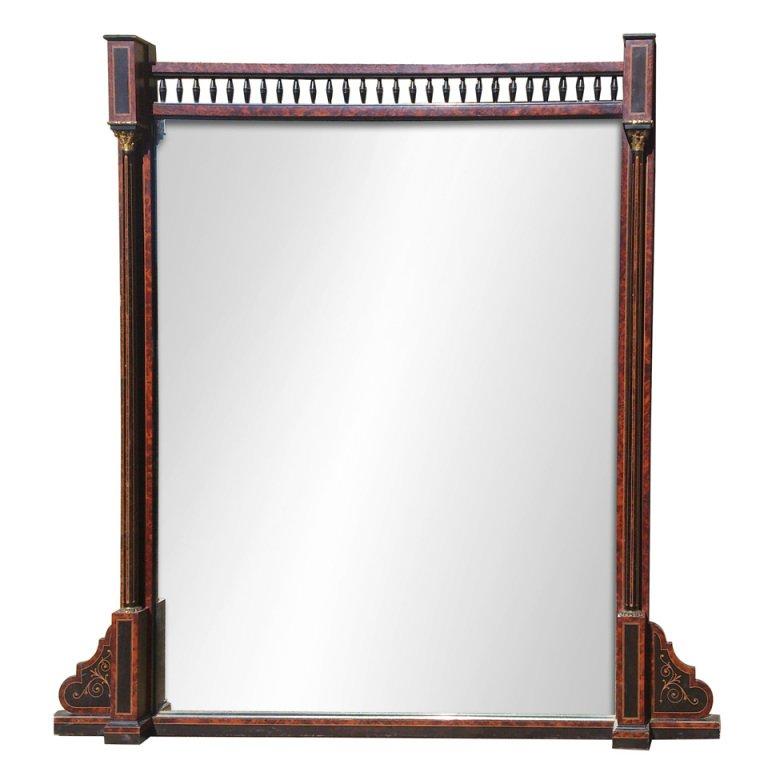 19th Century Amboyna Aesthetic Movement Overmantel Mirror For Sale