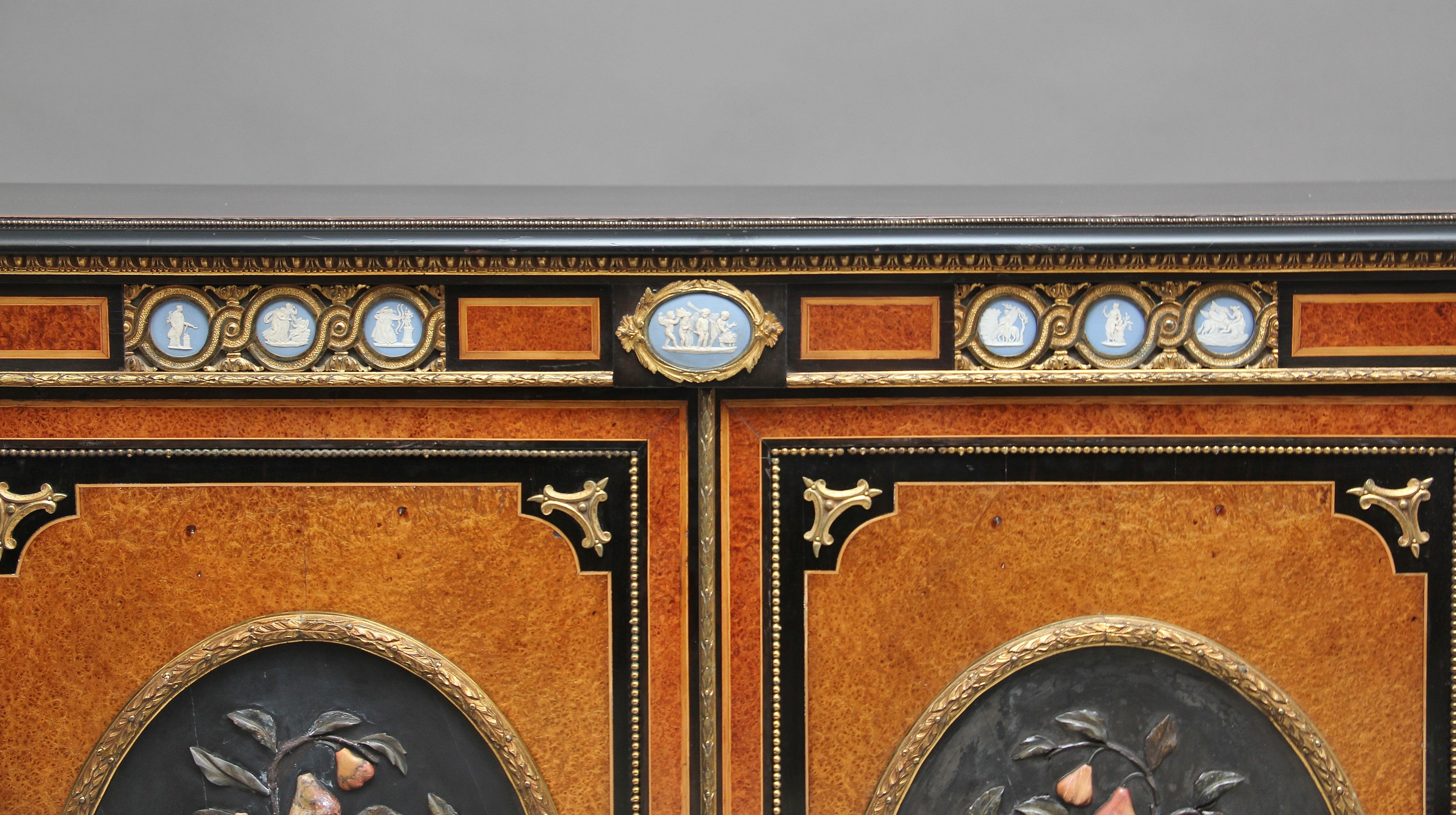 19th Century Amboyna and Ebonized Exhibition Quality Credenza For Sale 8