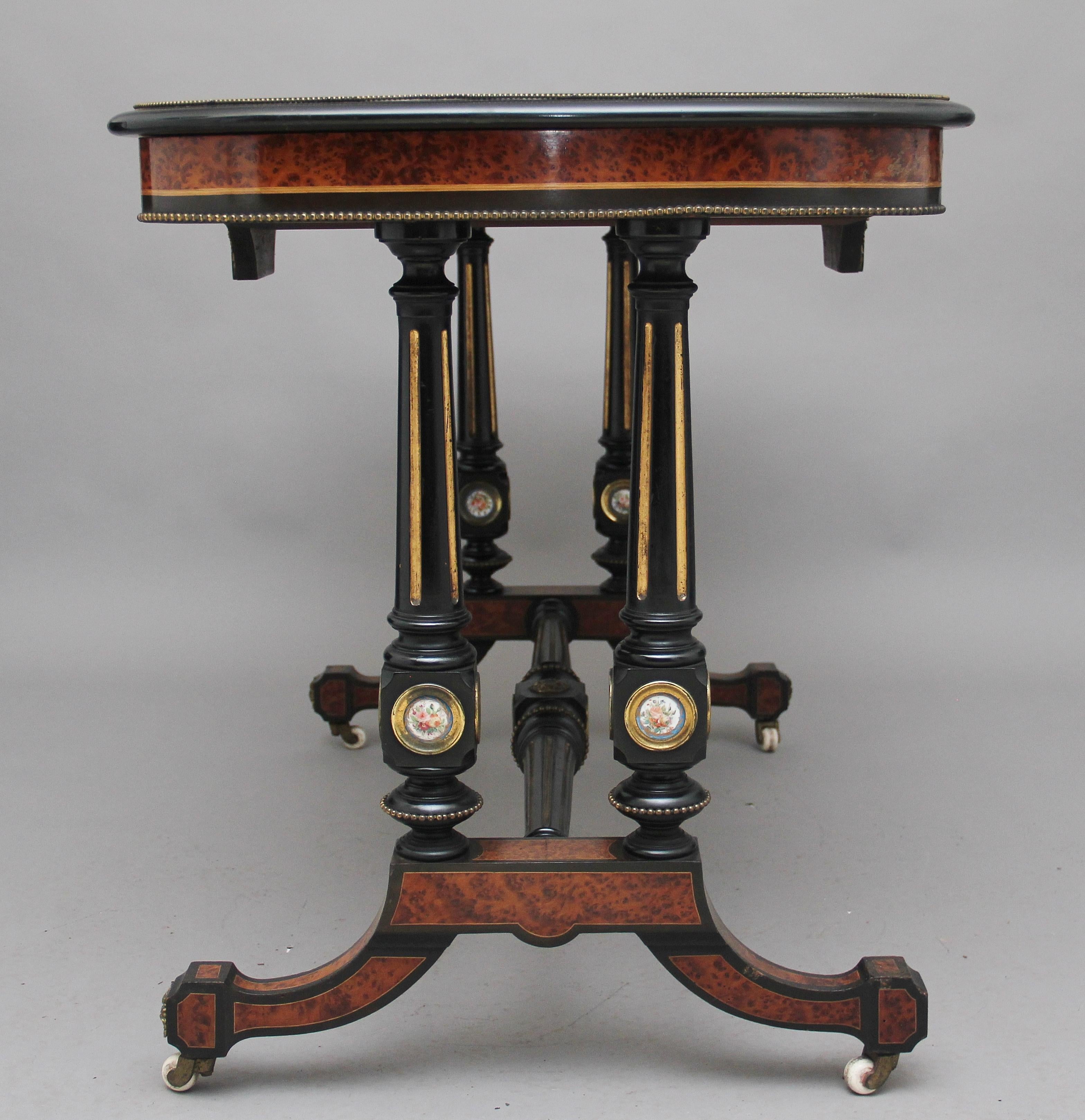 Mid-19th Century 19th Century Amboyna and Ebonised Sofa Table For Sale