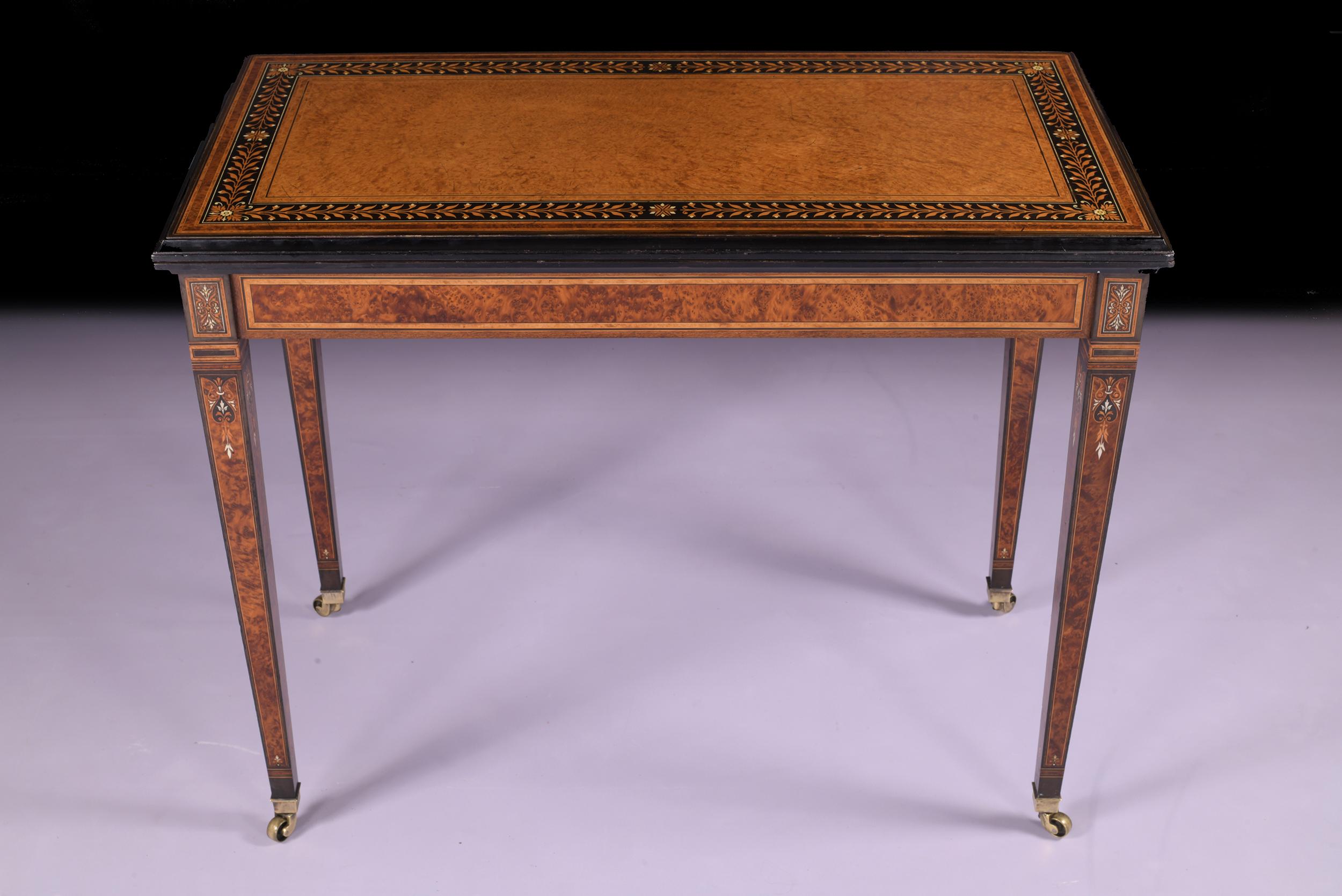 19th Century Amboyna Console/Card Table Attributed To Holland & Sons For Sale 7