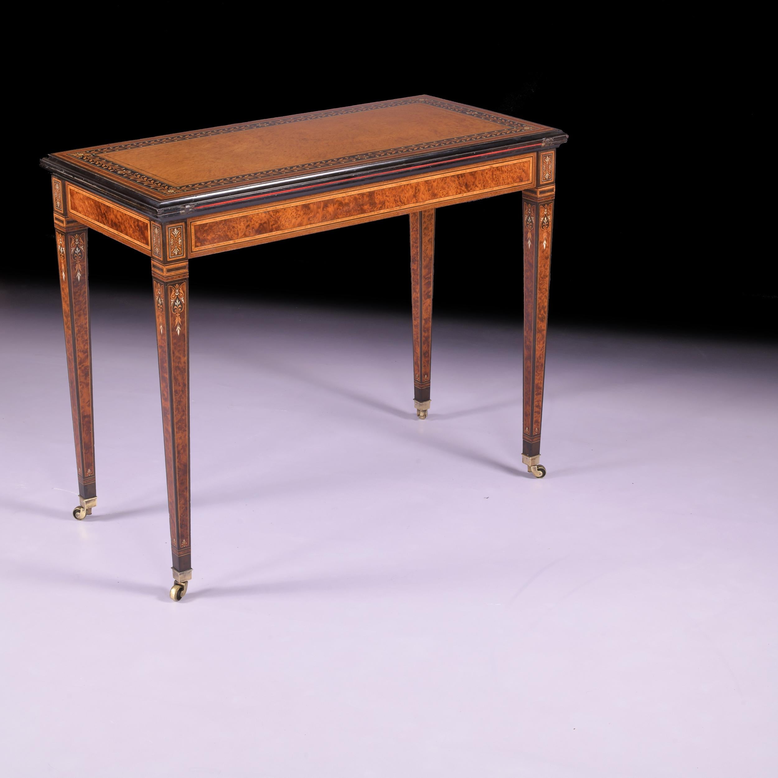 English 19th Century Amboyna Console/Card Table Attributed To Holland & Sons For Sale