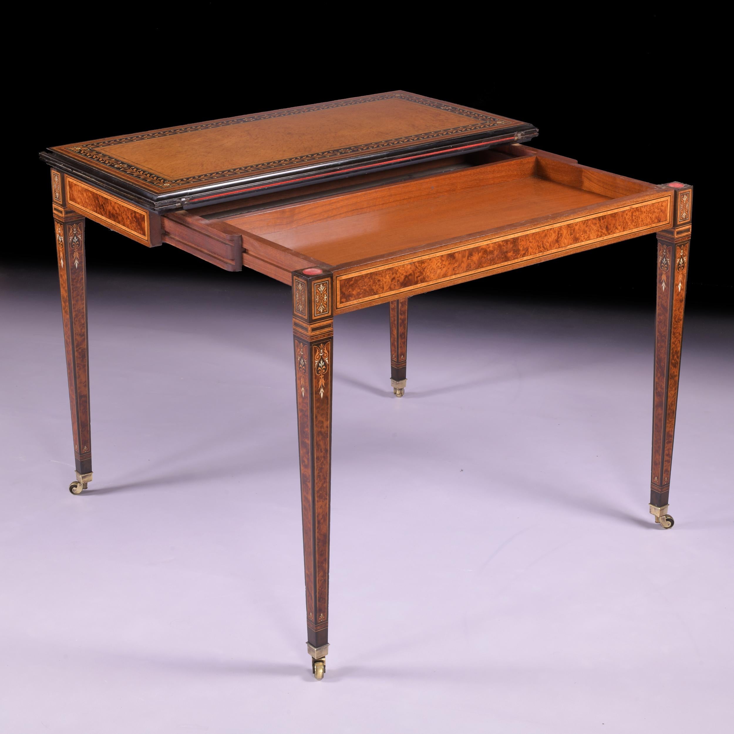 Console/table à cartes Amboyna du 19ème siècle attribuée à Holland & Sons Bon état - En vente à Dublin, IE