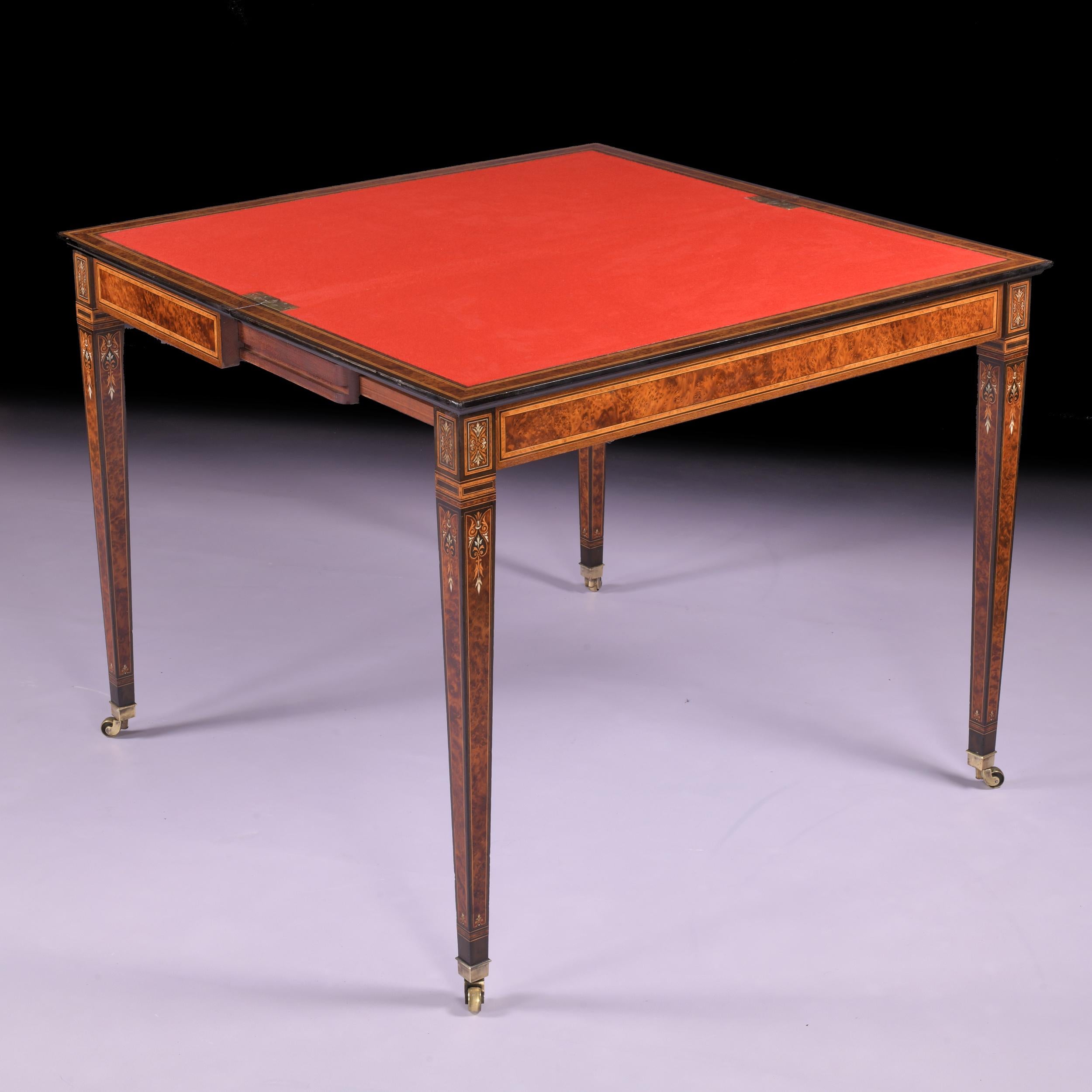 19th Century Amboyna Console/Card Table Attributed To Holland & Sons For Sale 1