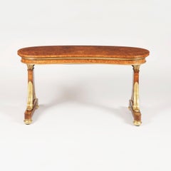 19th Century Amboyna Library Table in the Manner of Morel & Seddon