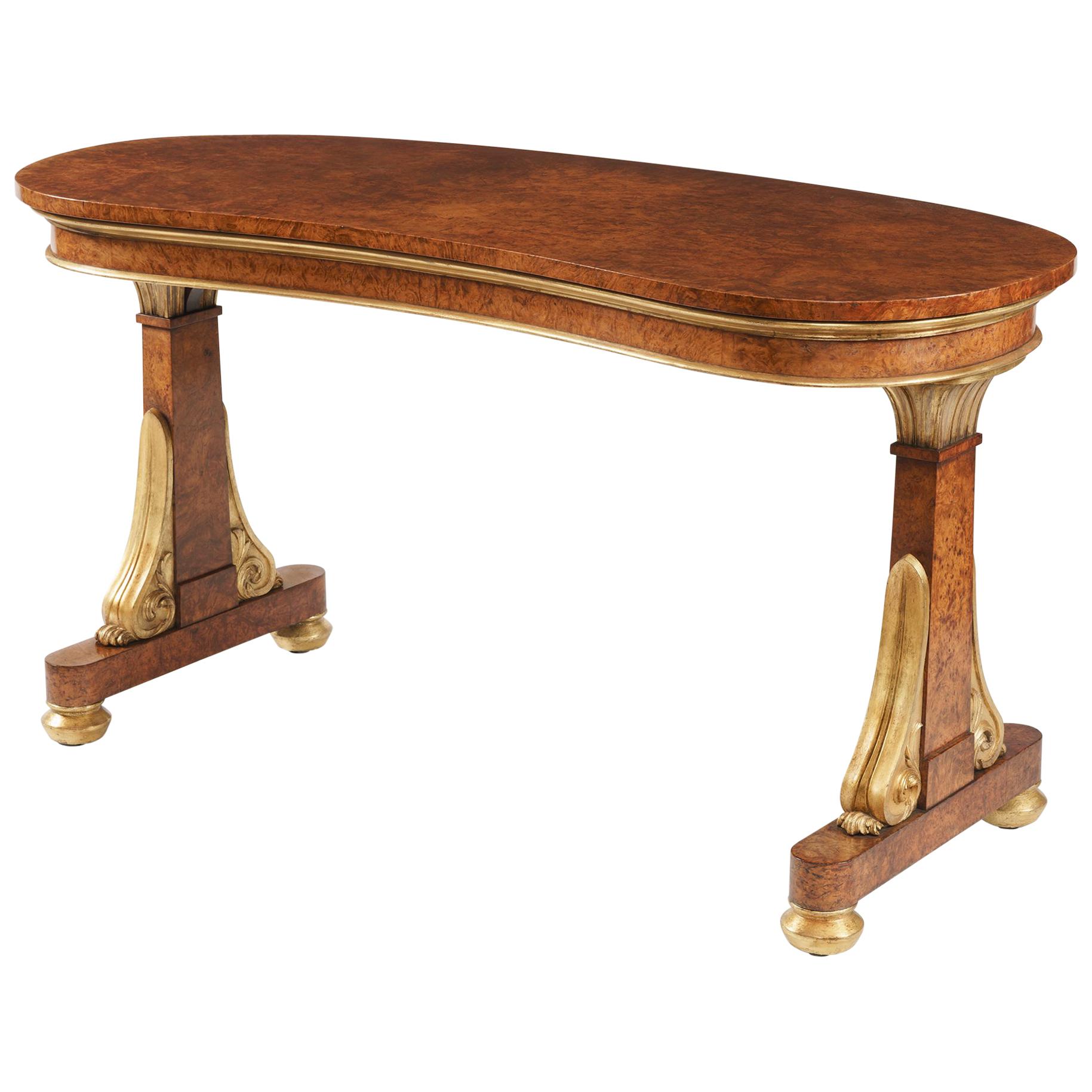 19th Century Amboyna Library Table in the Manner of Morel & Seddon For Sale