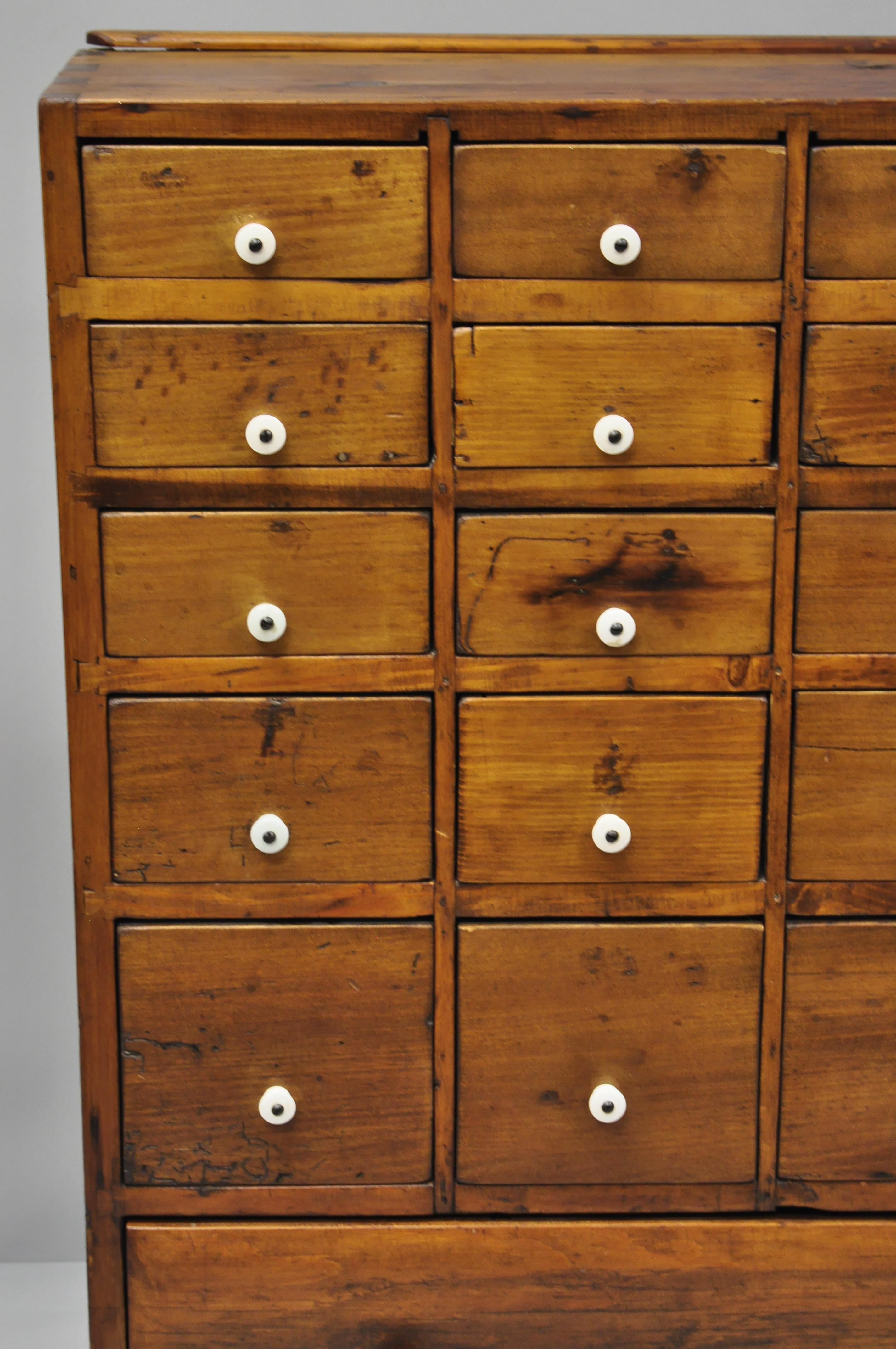 19th Century American 26 Drawer Dovetailed Pine Wood Apothecary Cabinet Chest 4