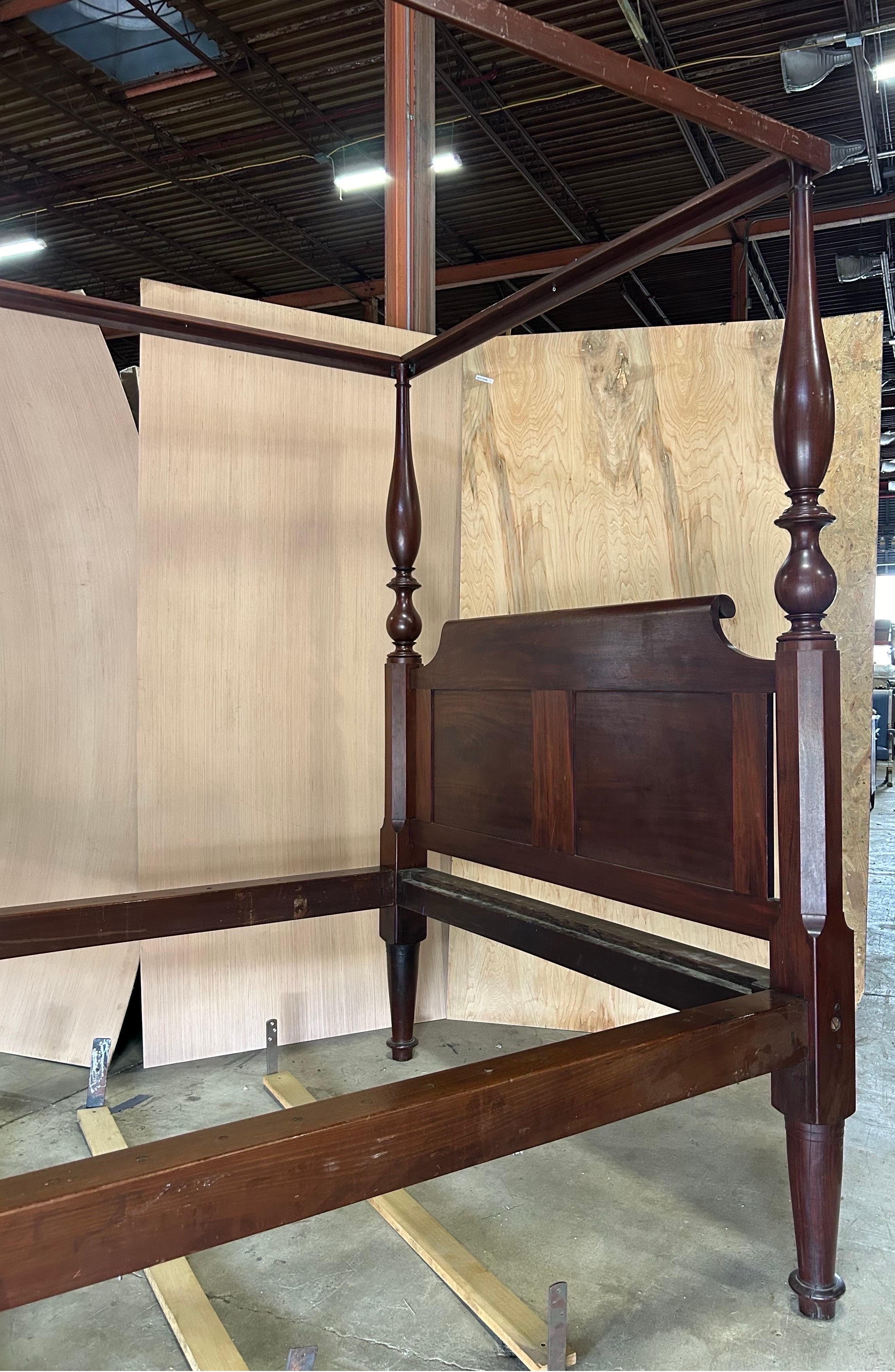 19th Century American 4 Post Mahogany Bed- we can convert to Queen or King. In Good Condition In Richmond, VA