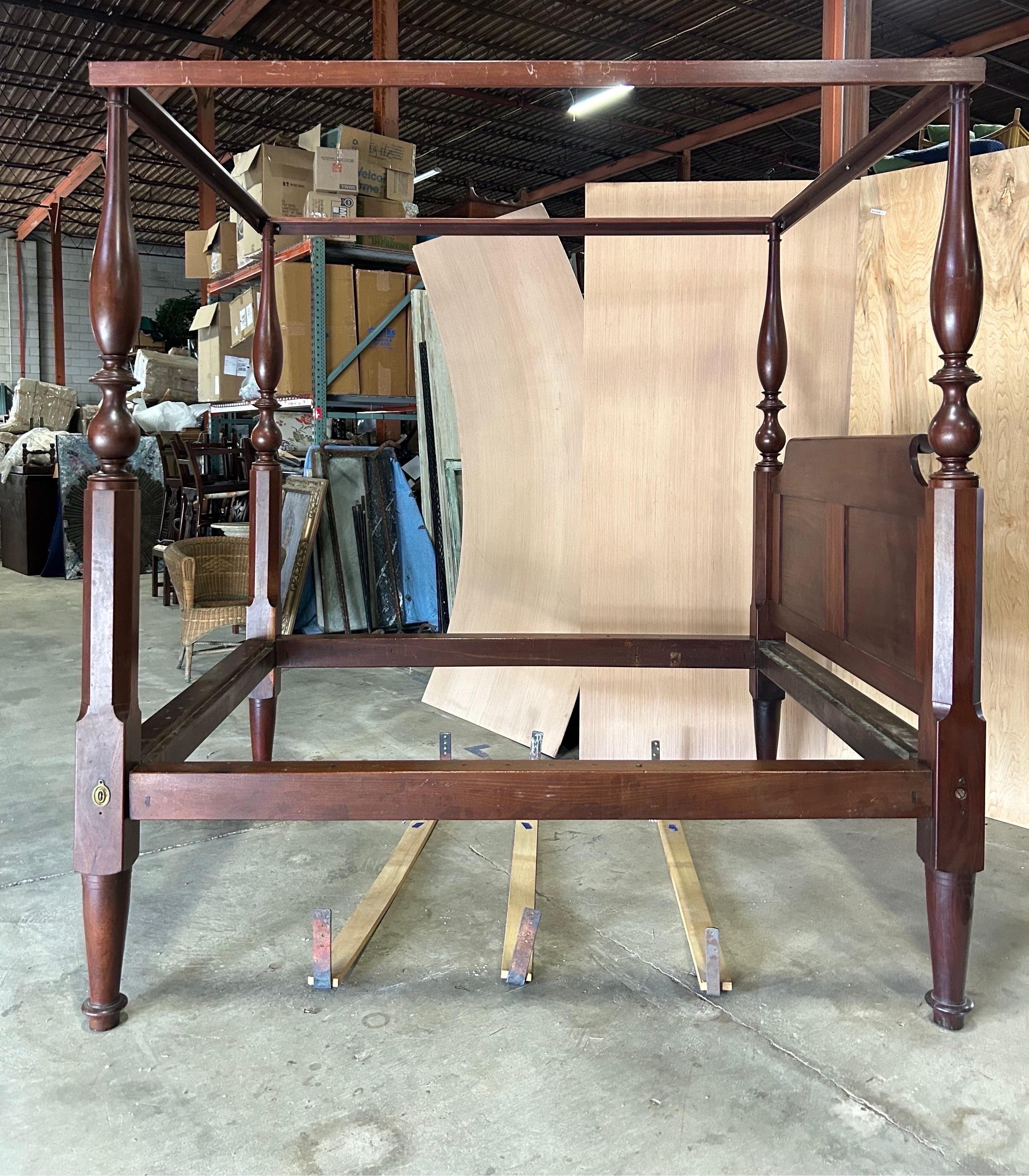 19th Century American 4 Post Mahogany Bed- we can convert to Queen or King. 1