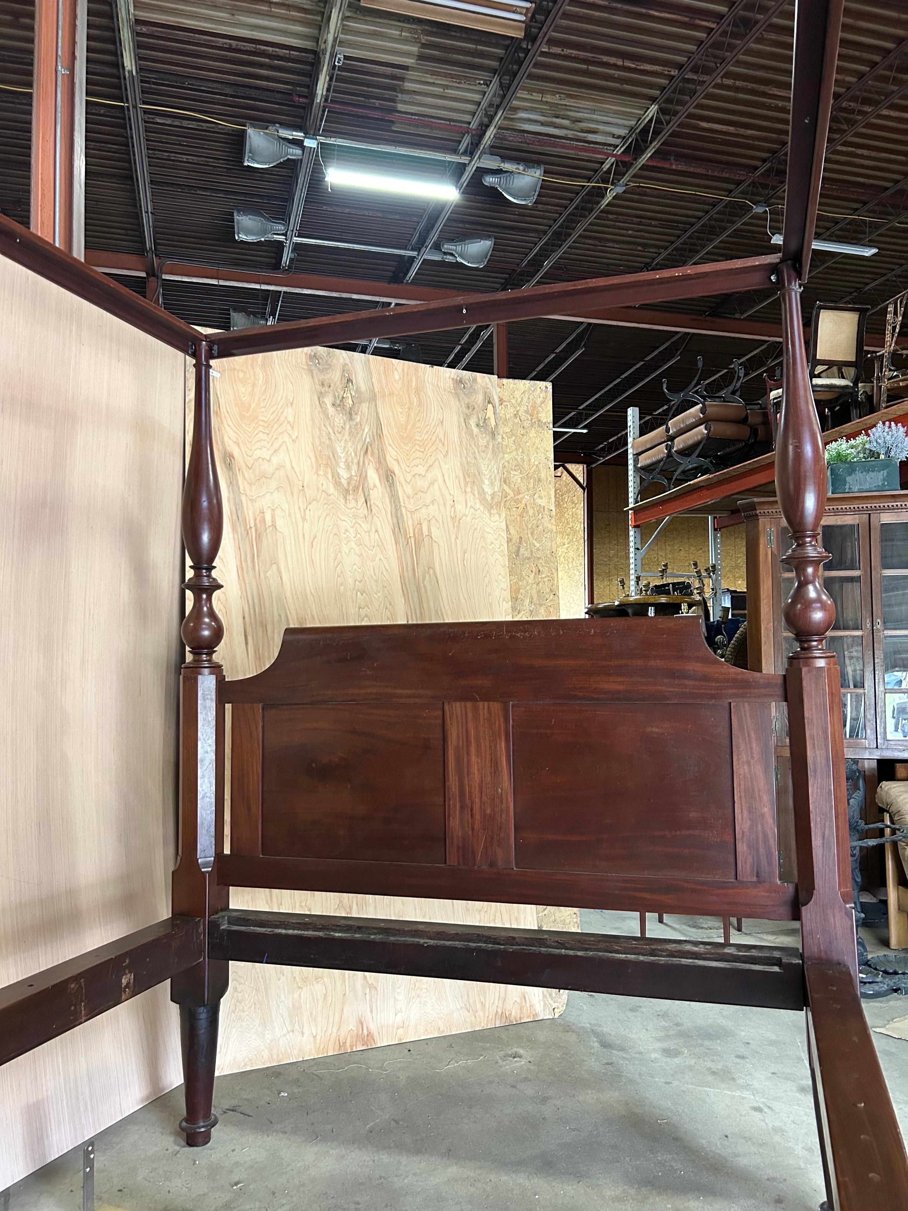 19th Century American 4 Post Mahogany Bed- we can convert to Queen or King. 2