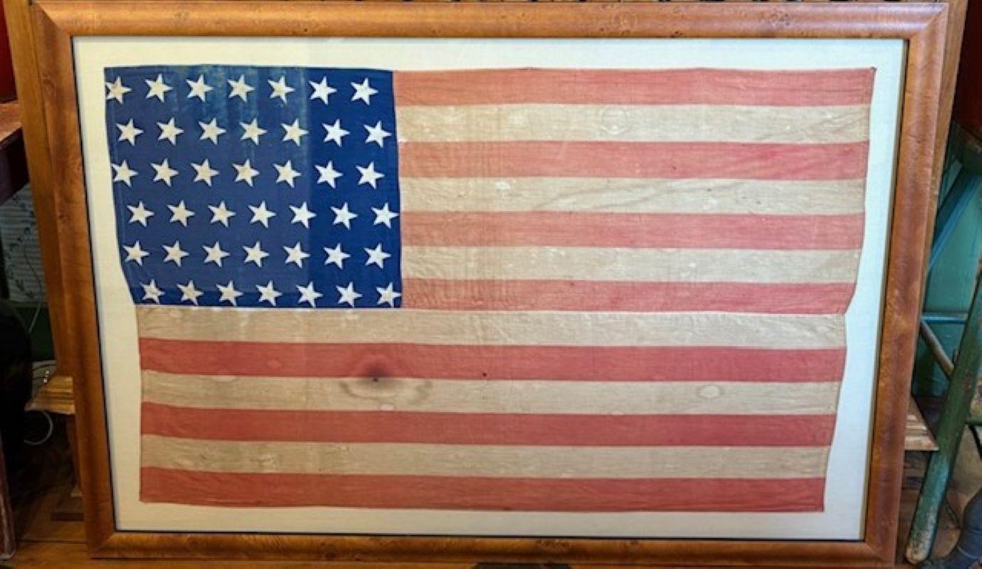 Drapeau américain du XIXe siècle à 42 étoiles, vers 1889, drapeau d'époque imprimé sur lin au motif 