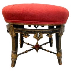 Used 19th Century American Aesthetic Period Grain Painted Stool with Upholstered Seat