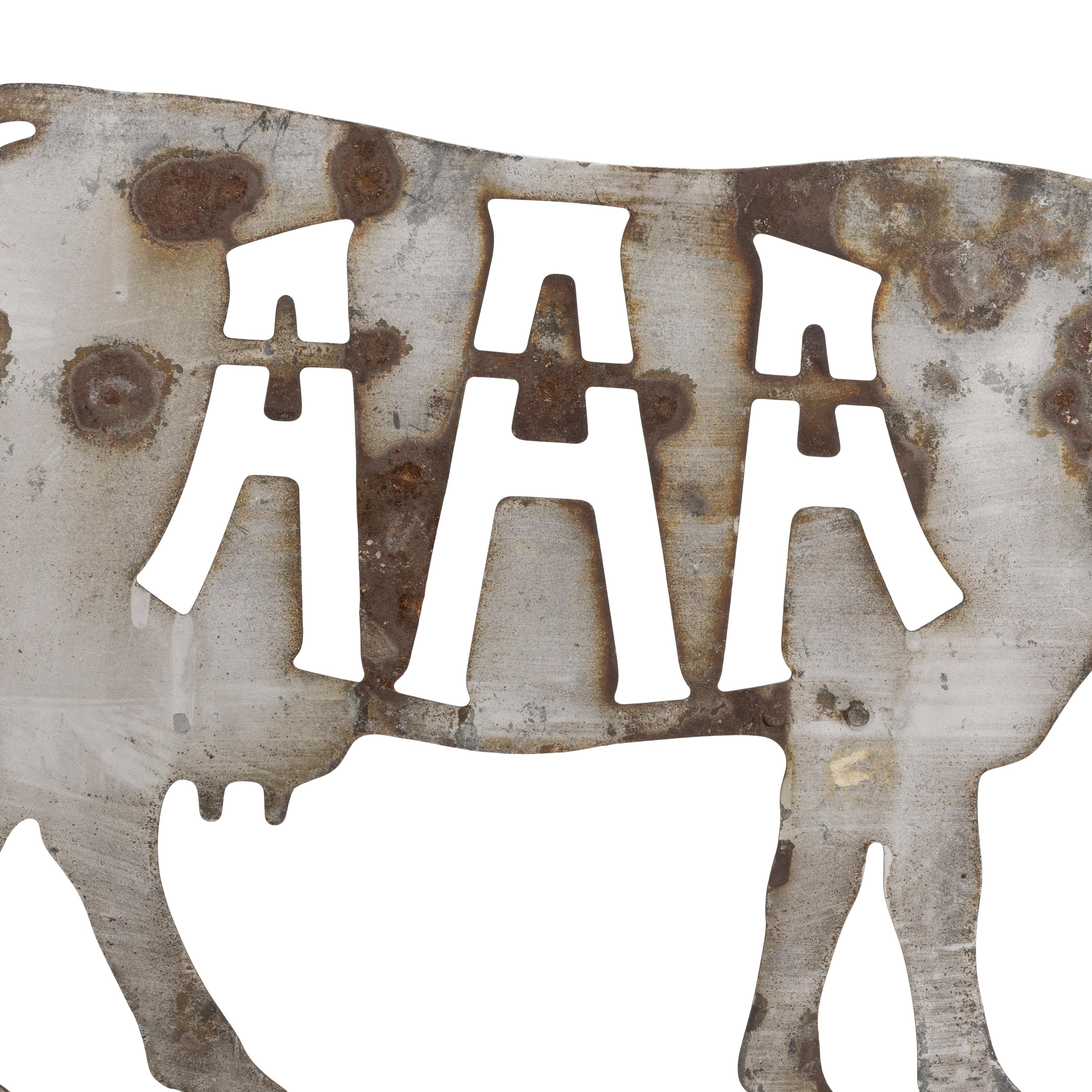 Girouette en forme de vache en fer découpé de l'American Angus Association du XIXe siècle, avec des découpes A-A-A. Quelques 