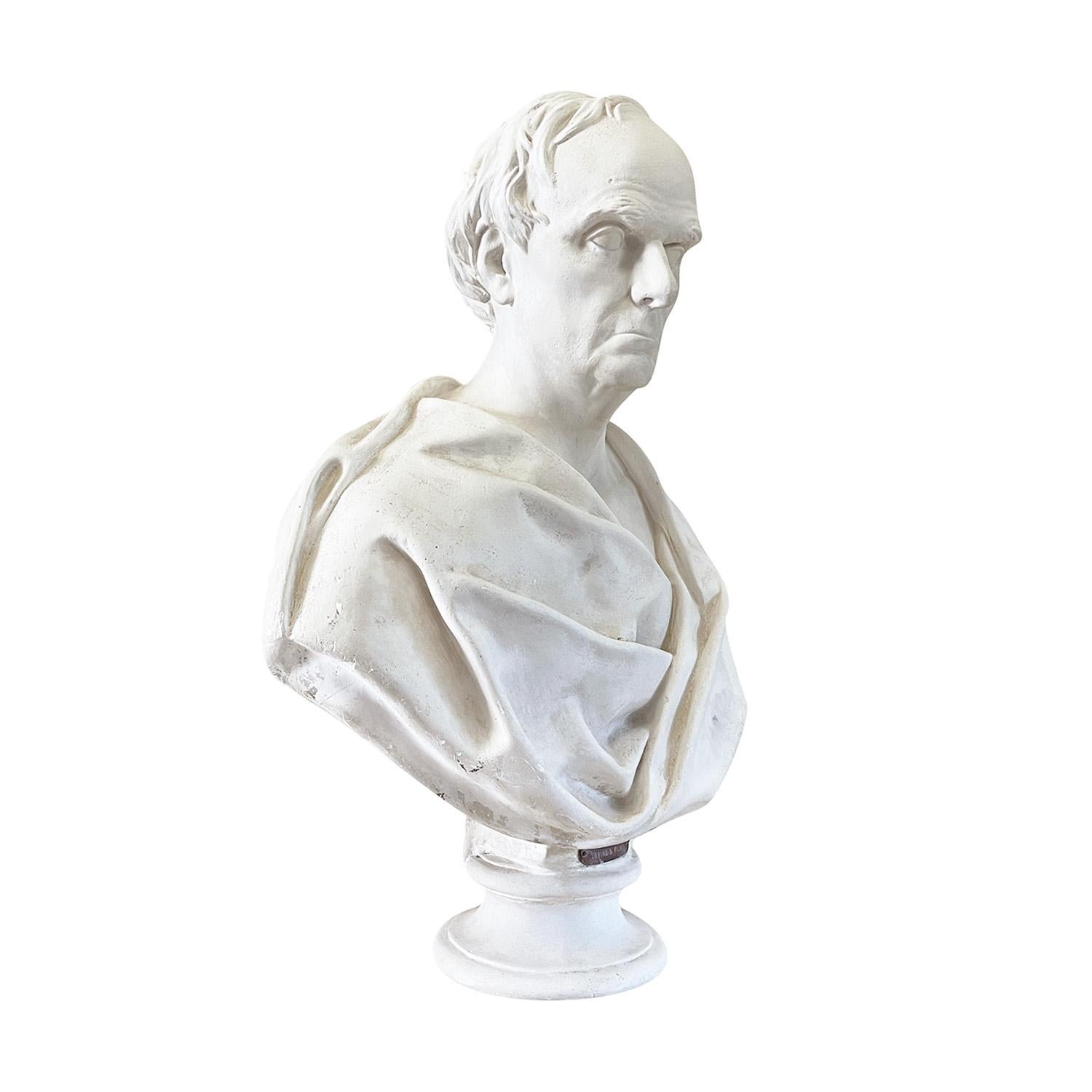 19th Century American Antique Plaster Bust of Secretary of State Daniel Webster In Good Condition For Sale In West Palm Beach, FL
