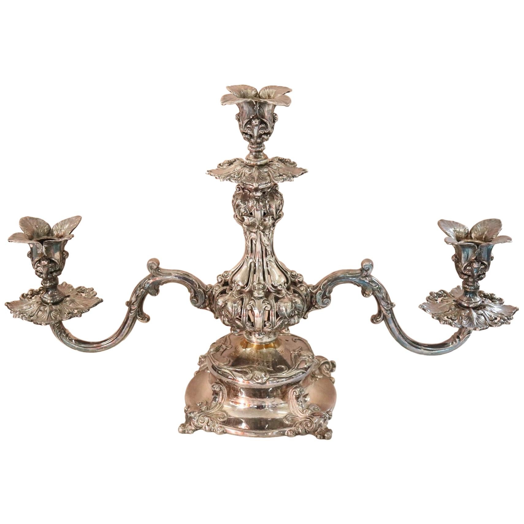19th Century American Antique Silver Plate Candelabra by Reed 
Barton
