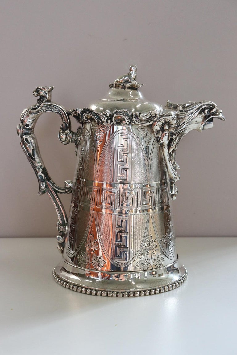 19th Century American Antique Silver Plate Pitcher by Ernest Kaufman at