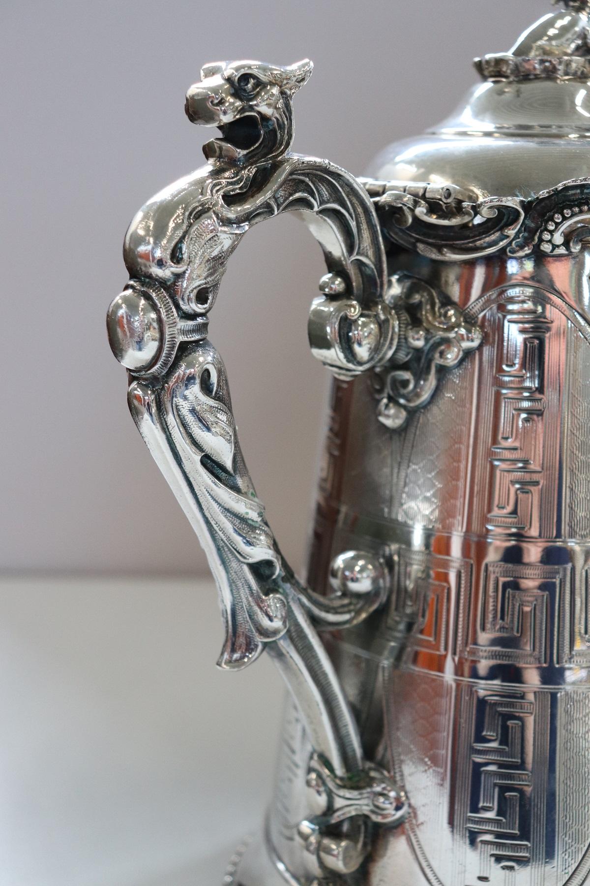 19th Century American Antique Silver Plate Pitcher by Ernest Kaufman 3