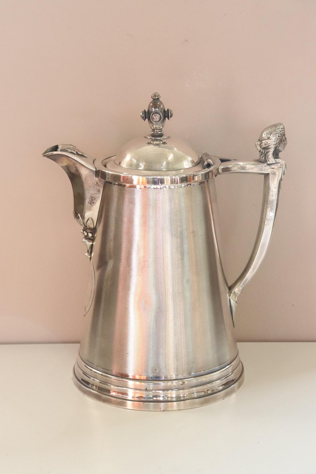 19th Century American Antique Silver Plate Pitcher by Stimpson In Good Condition For Sale In Casale Monferrato, IT