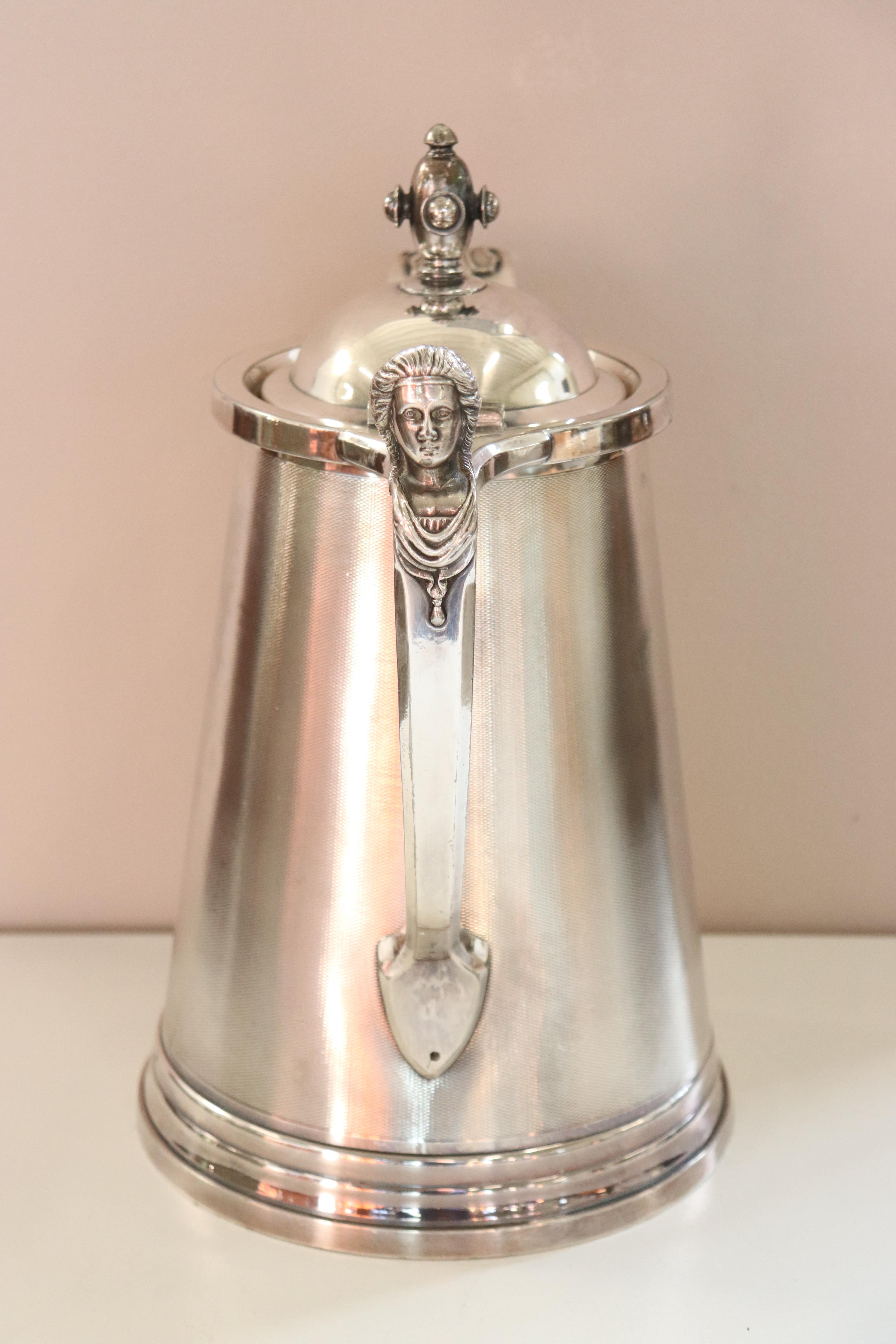 Mid-19th Century 19th Century American Antique Silver Plate Pitcher by Stimpson For Sale