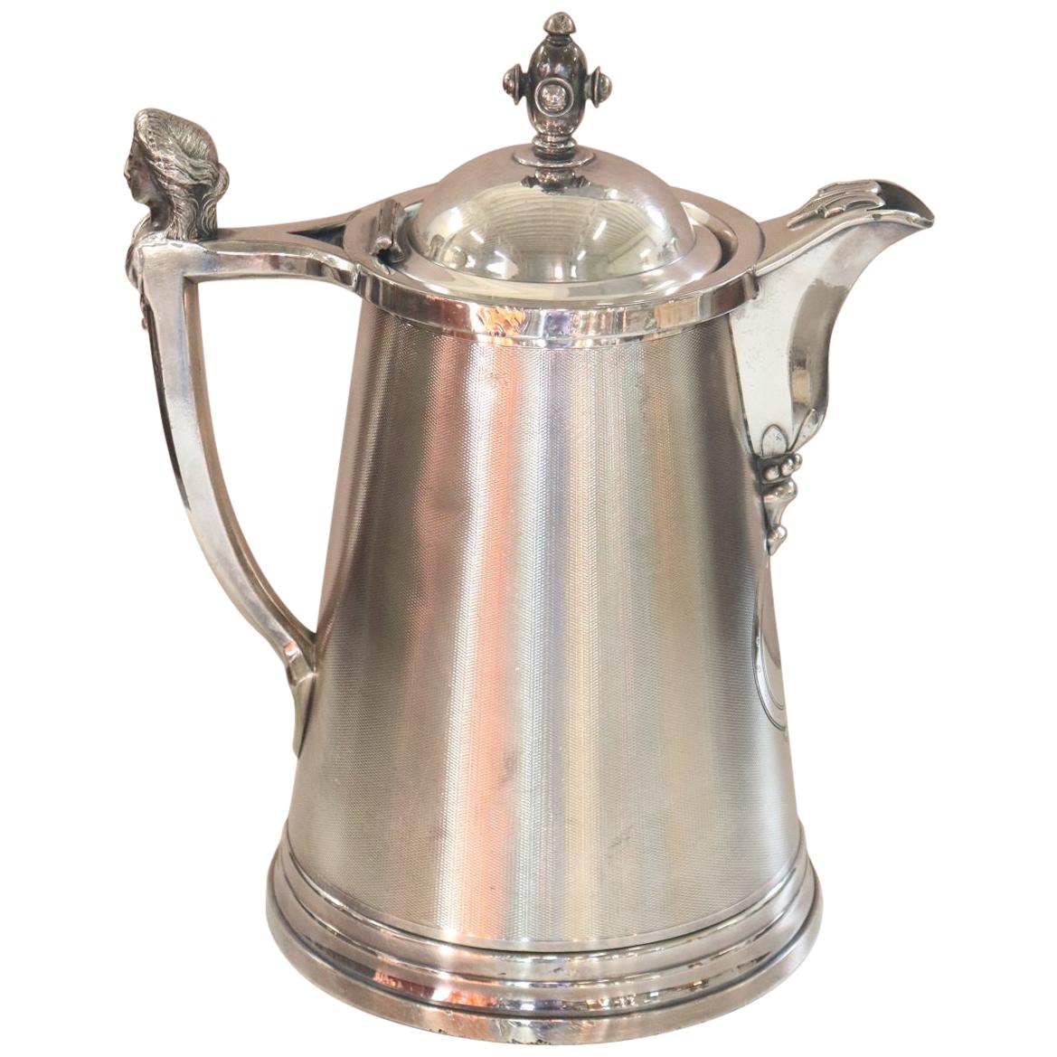 19th Century American Antique Silver Plate Pitcher by Stimpson For Sale
