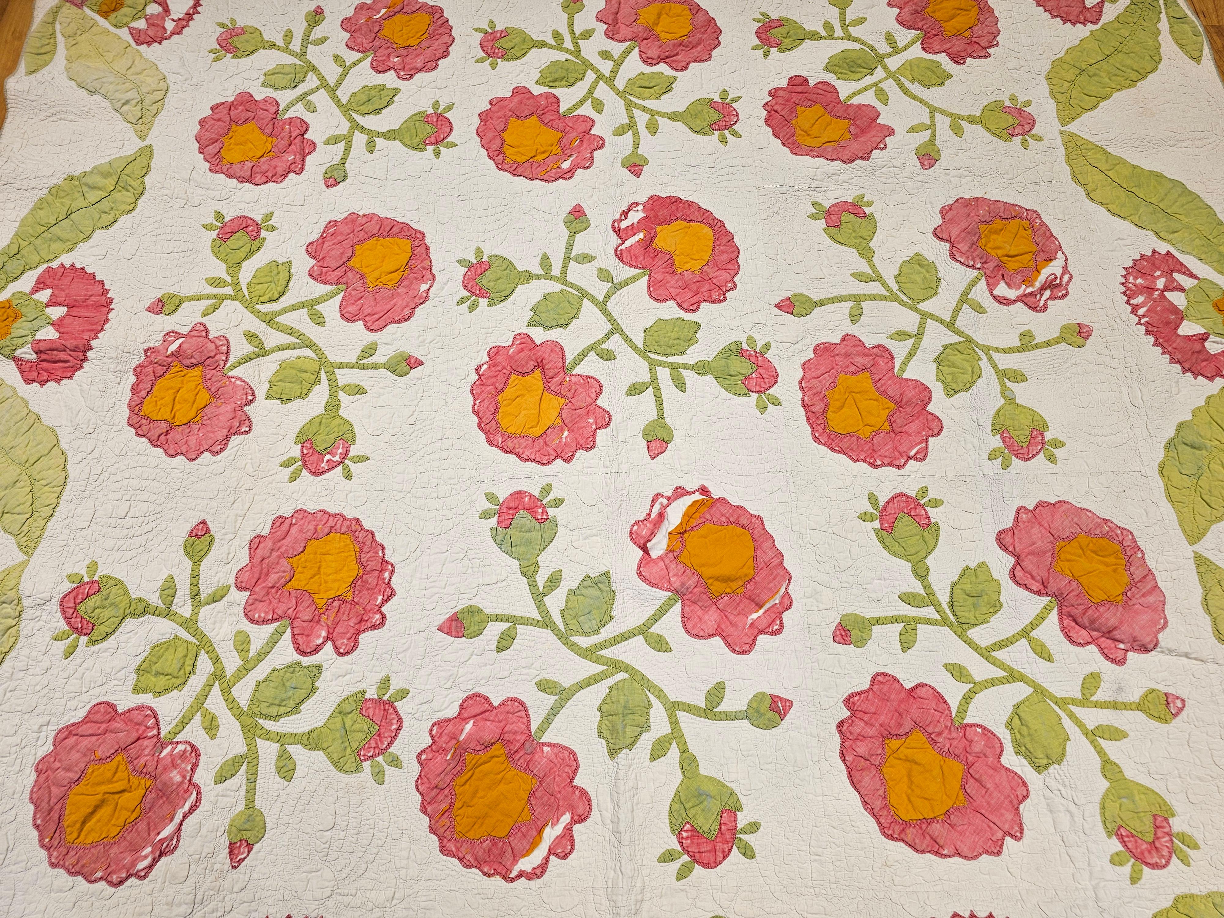 Colcha americana de apliques del siglo XIX Appliqué en venta