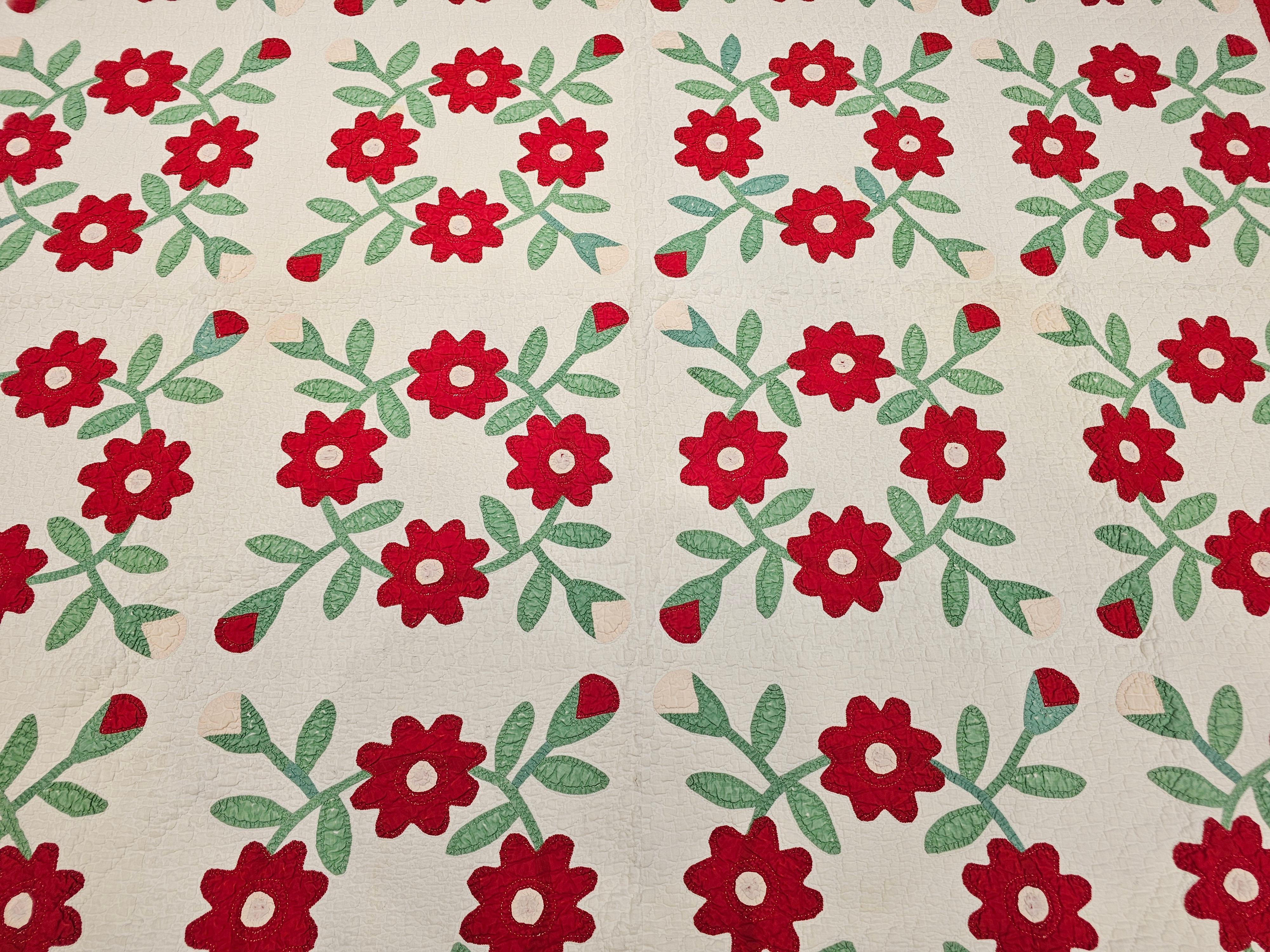 19th Century American Applique Quilt in Floral Pattern from Pennsylvania For Sale 3