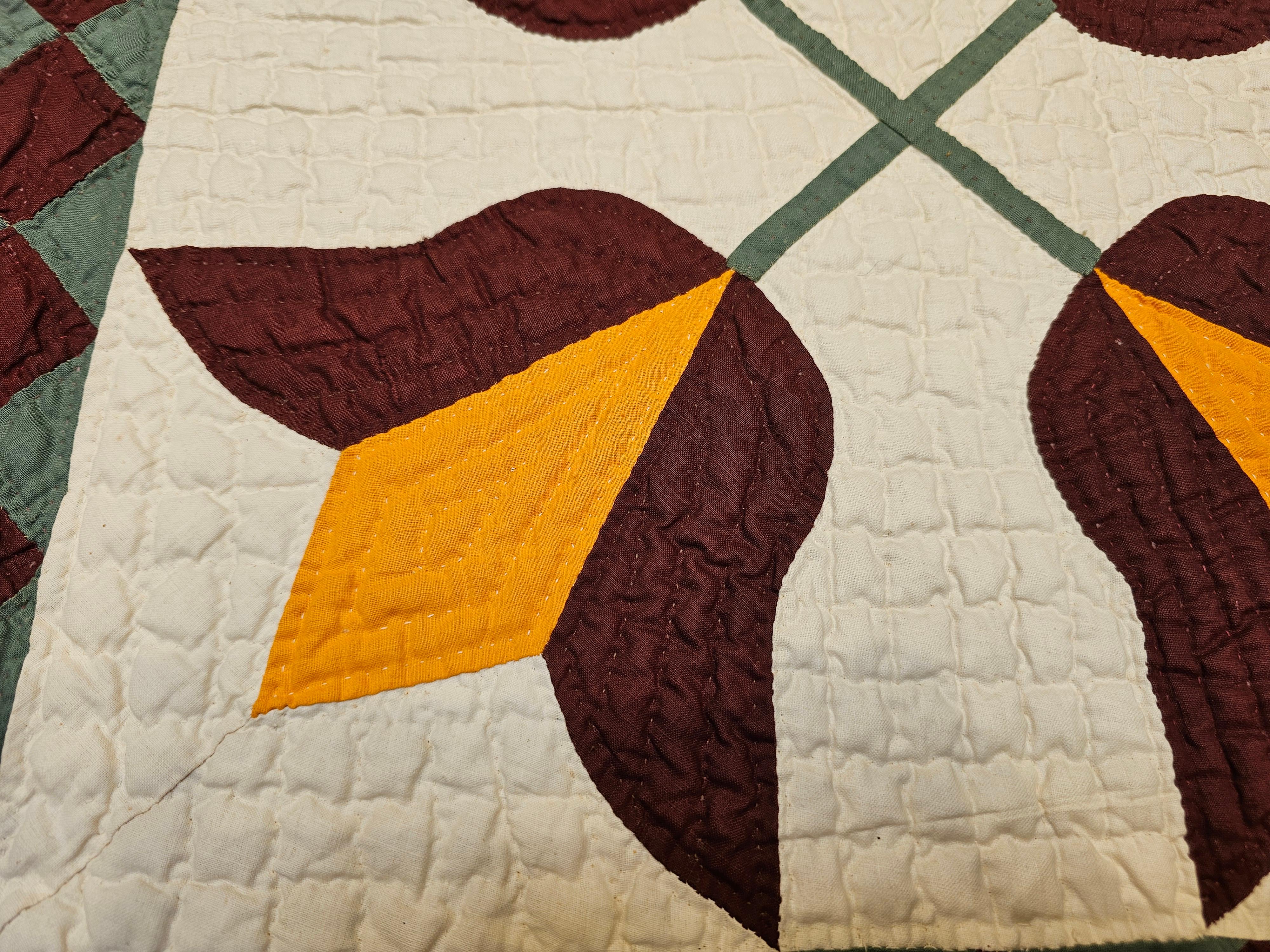 Coton Courtepointe américaine du 19e siècle à motif de tulipe du Sud en vente