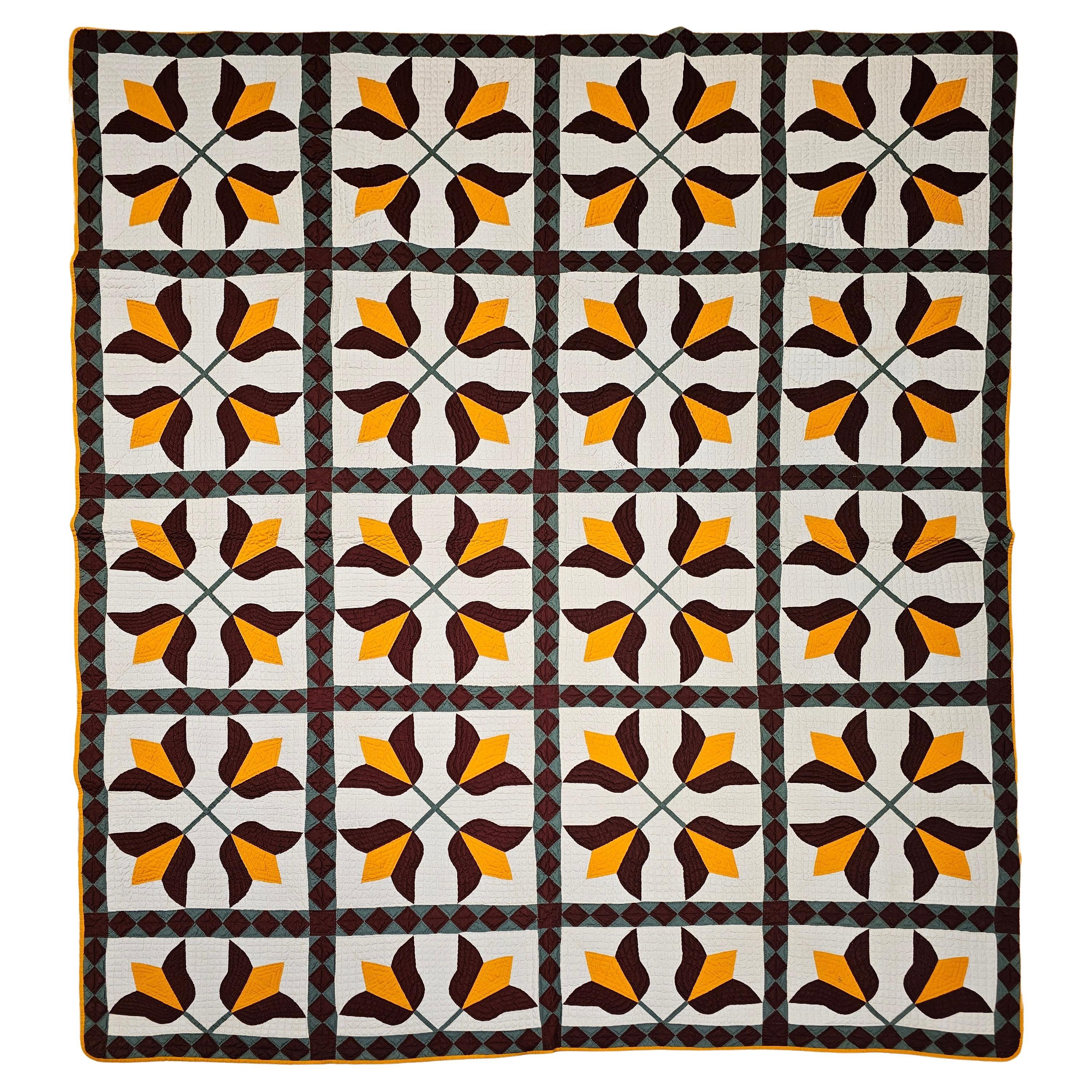 19th Century American Applique Quilt in Southern Tulip Pattern