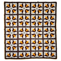 Antique 19th Century American Applique Quilt in Southern Tulip Pattern