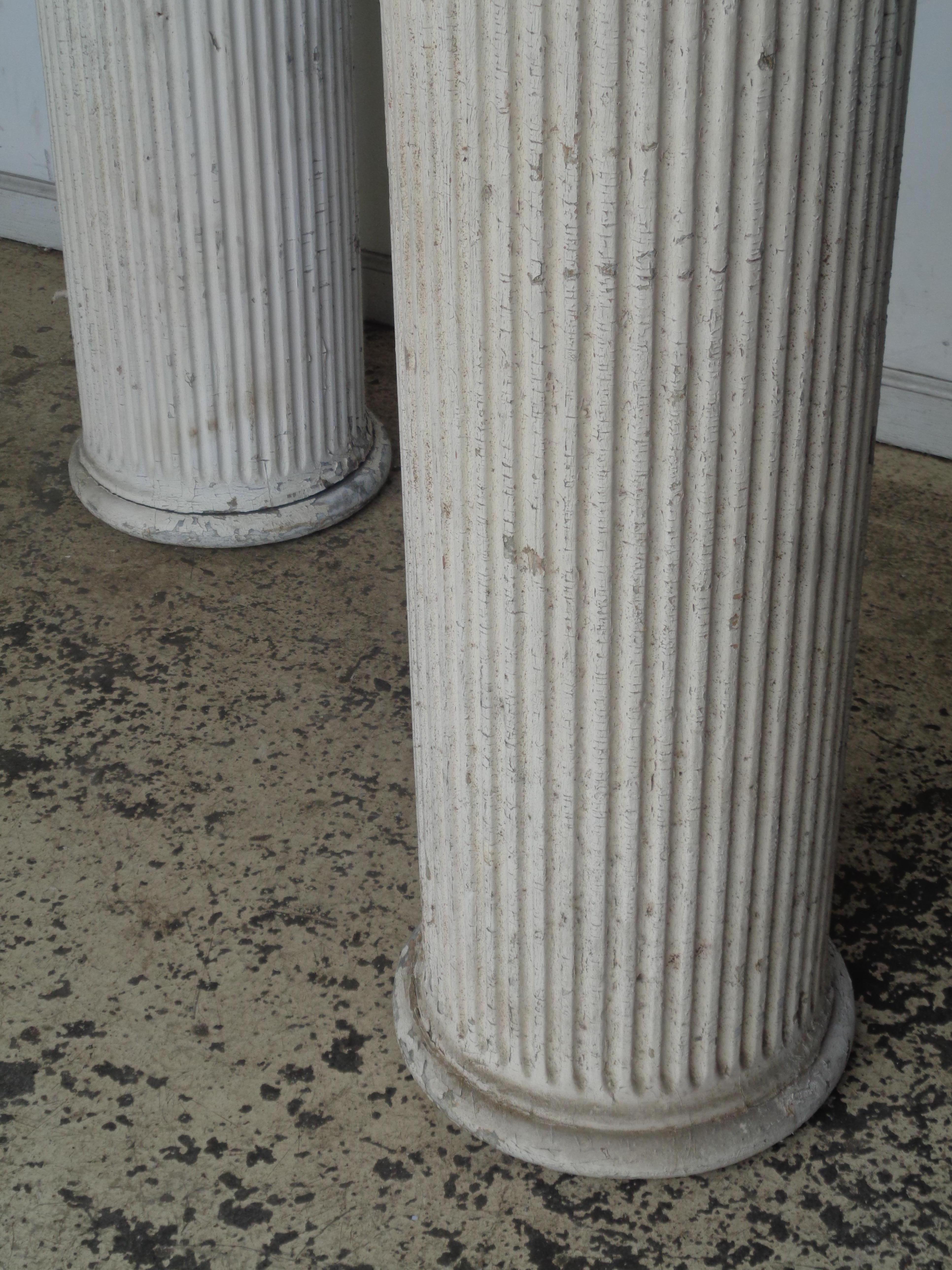 Wood 19th C. American Architectural Fluted Columns w/ Ionic Capitals