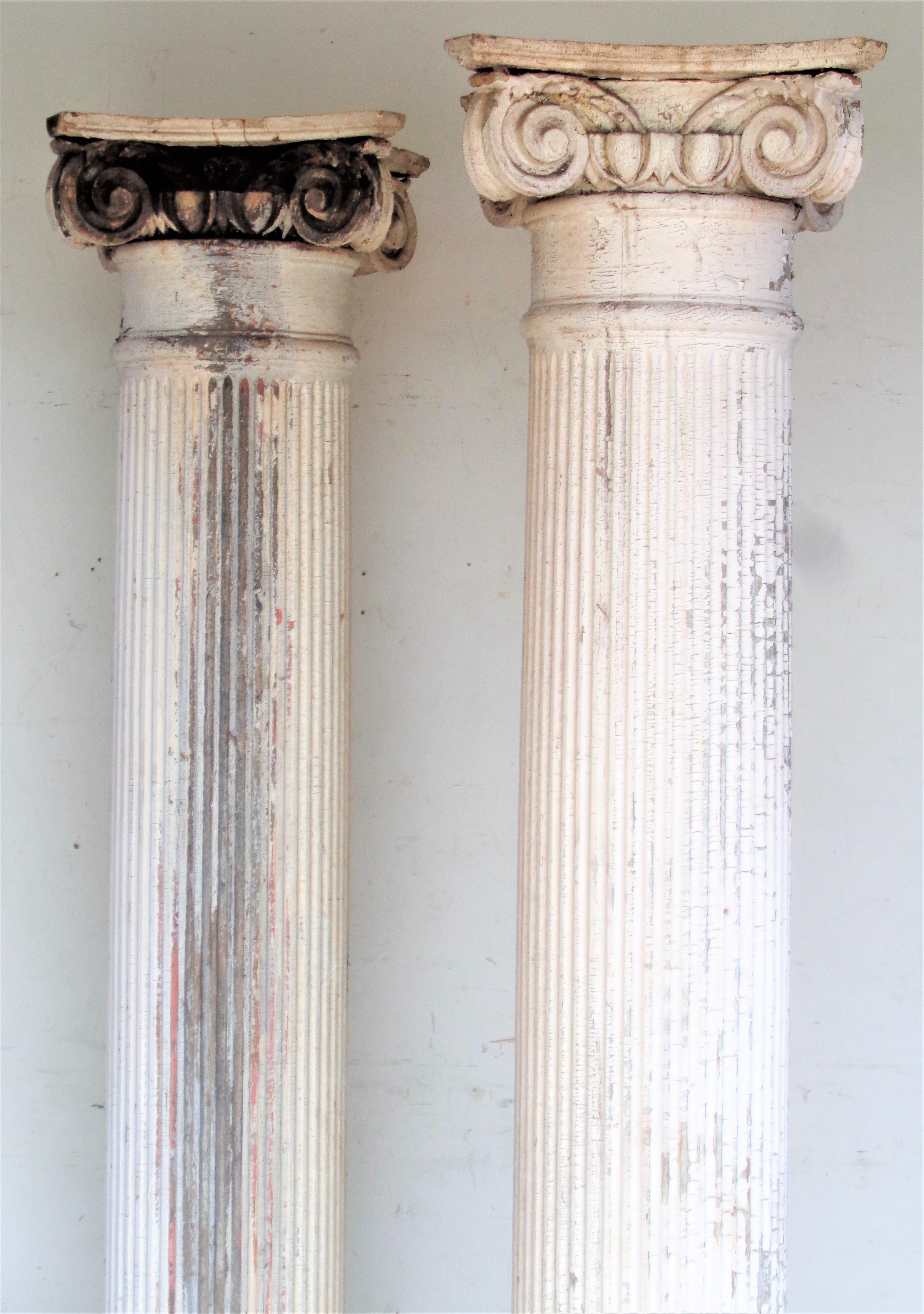 19th C. American Architectural Fluted Columns w/ Ionic Capitals 1