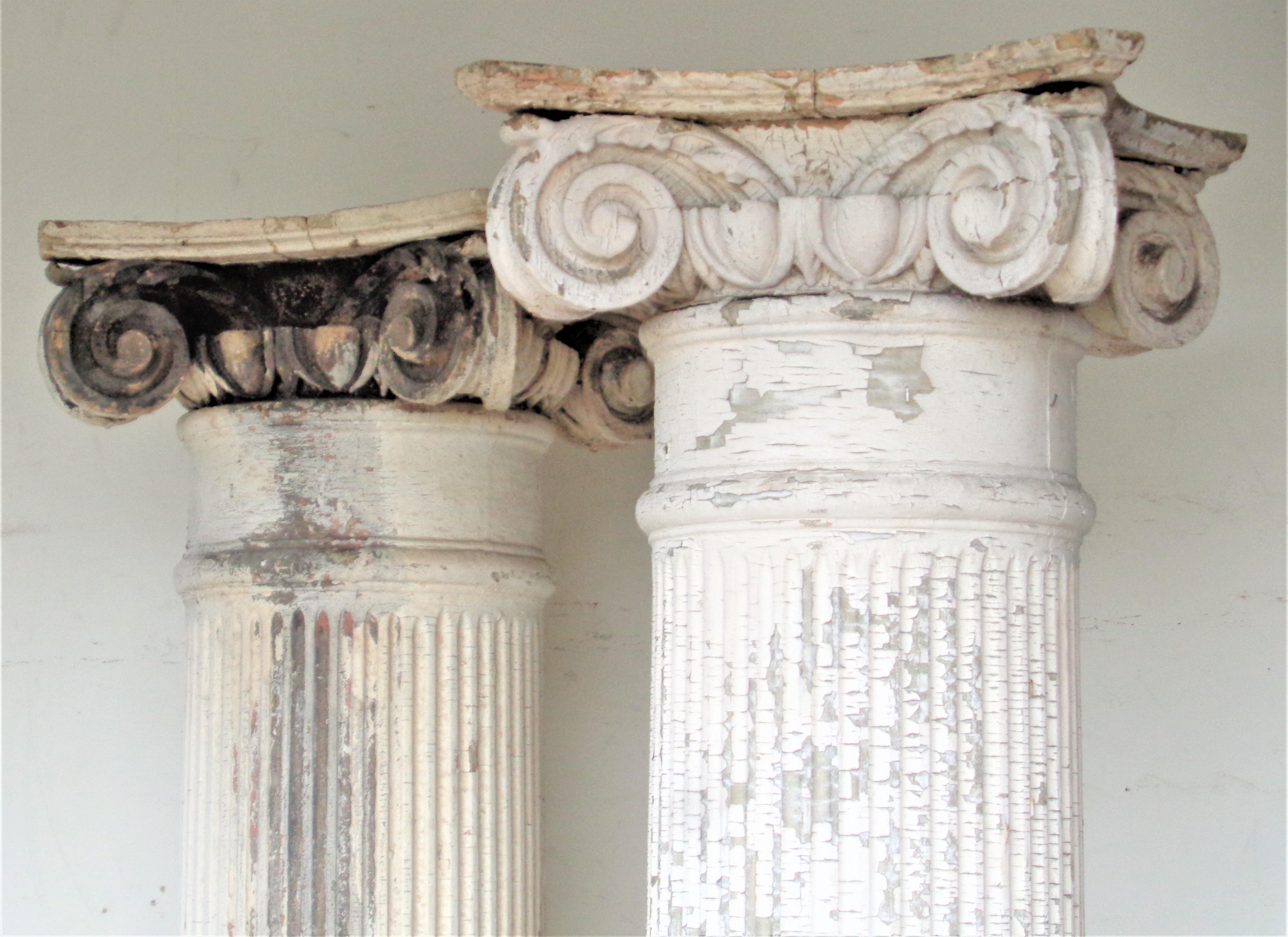 19th C. American Architectural Fluted Columns w/ Ionic Capitals 2