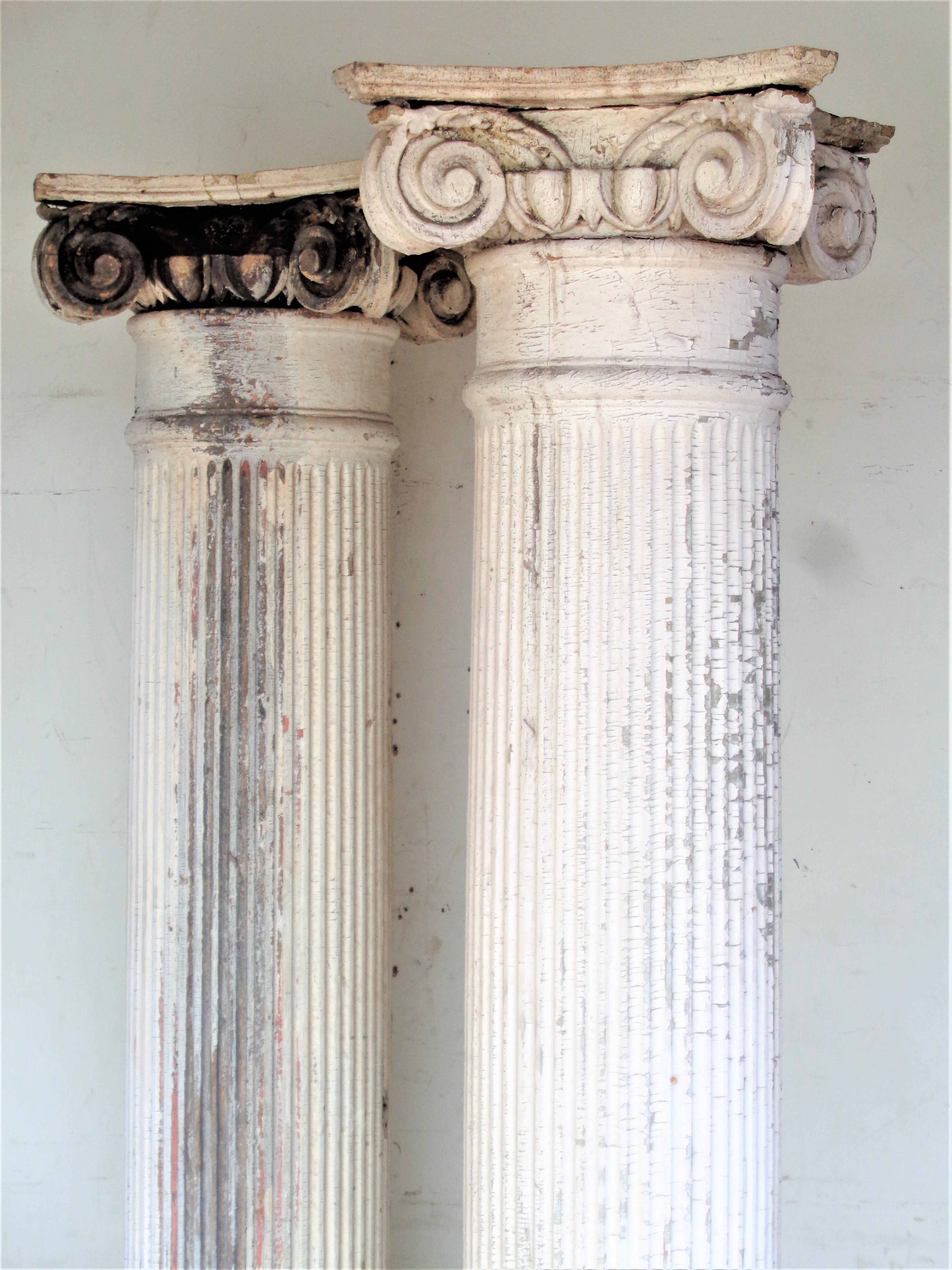 19th C. American Architectural Fluted Columns w/ Ionic Capitals 4