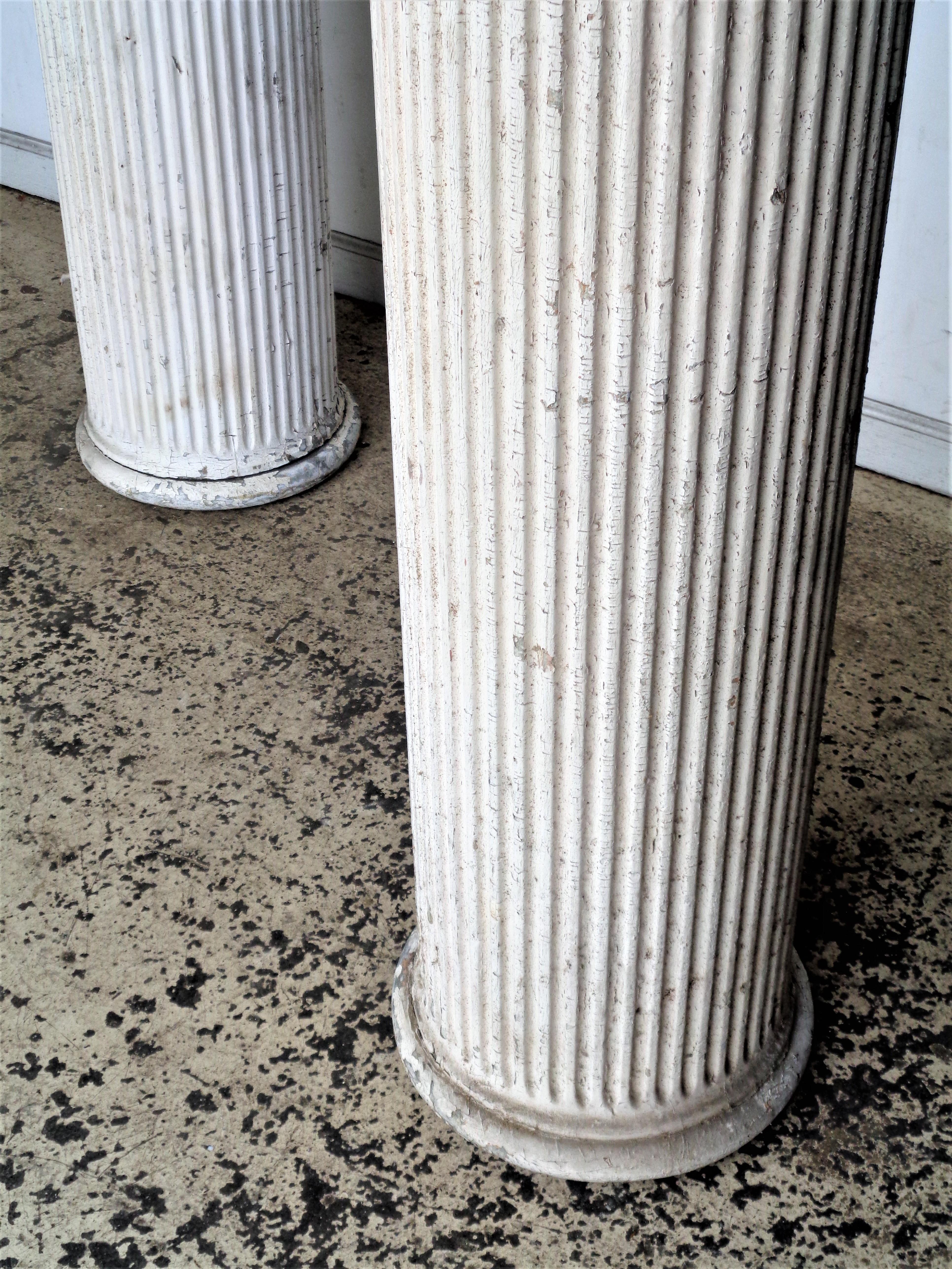 Painted 19th C. American Architectural Fluted Columns w/ Ionic Capitals