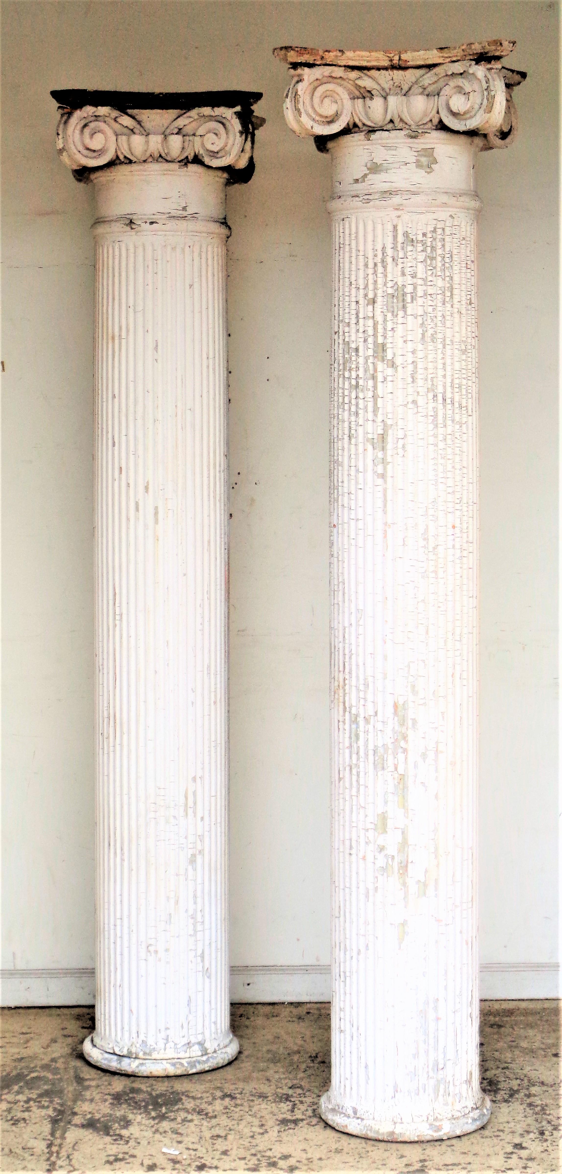 19th C. American Architectural Fluted Columns w/ Ionic Capitals In Good Condition In Rochester, NY