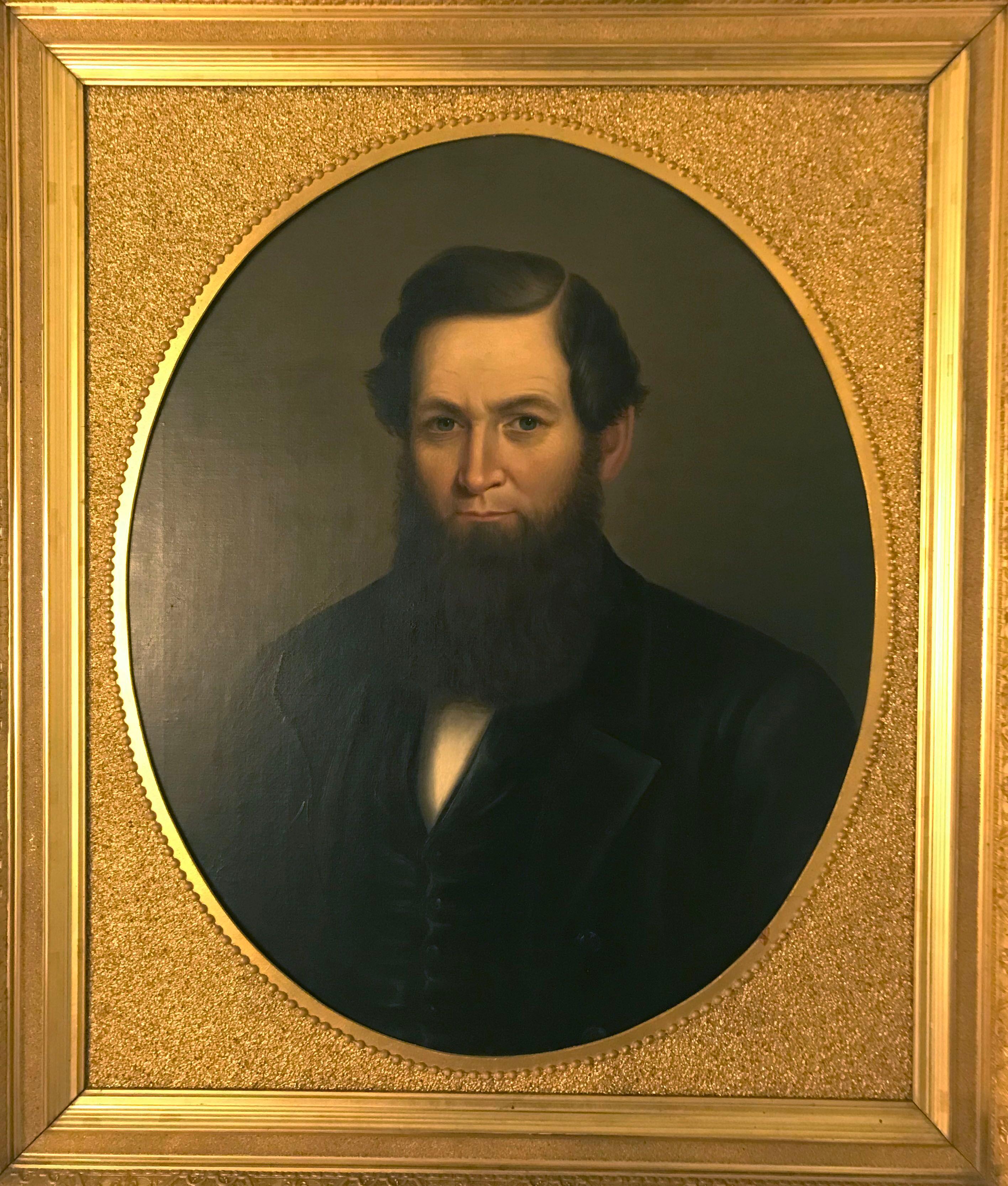 American Classical 19th Century American Portrait Painting Of A Man In A Gilded Frame