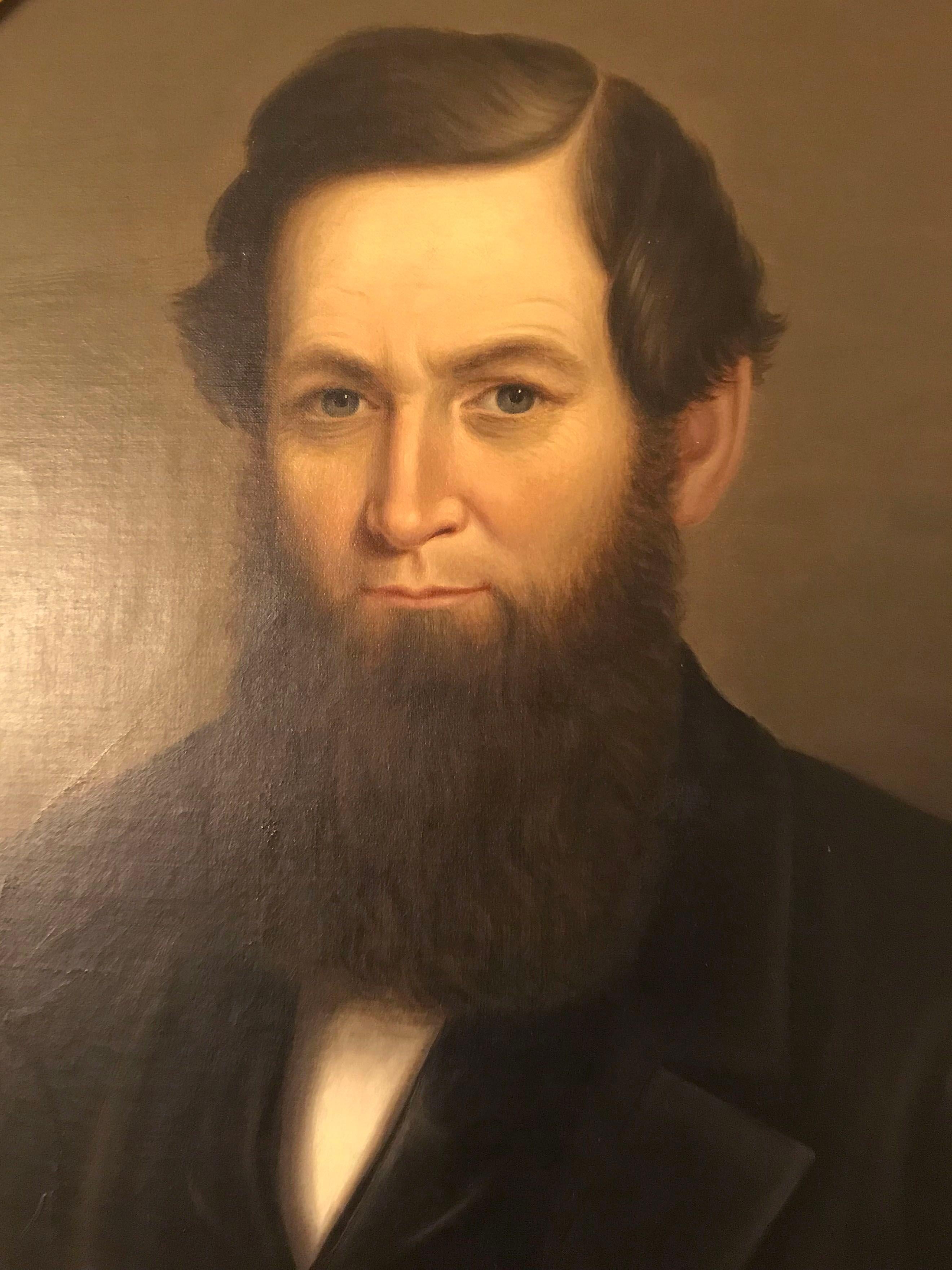 Painted 19th Century American Portrait Painting Of A Man In A Gilded Frame