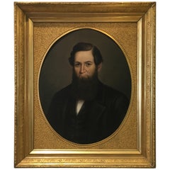 19th Century American Portrait Painting Of A Man In A Gilded Frame