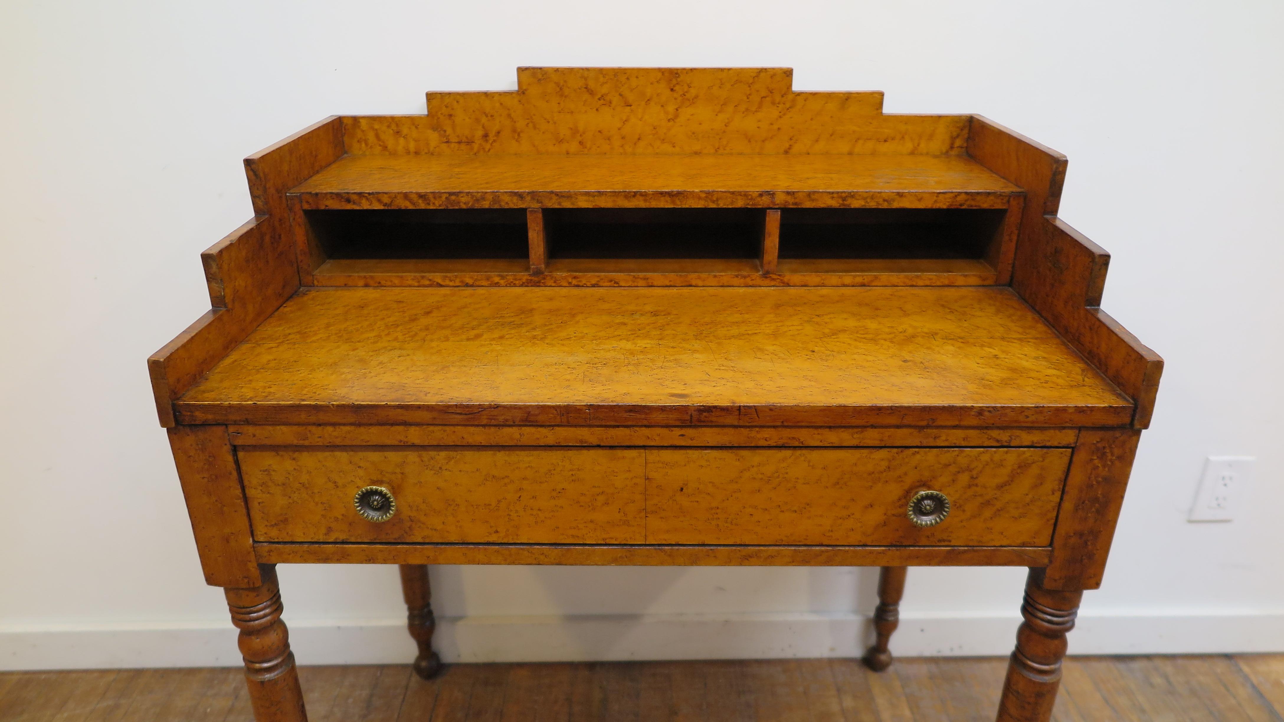 American Classical 19th Century American Birdseye Maple Desk For Sale