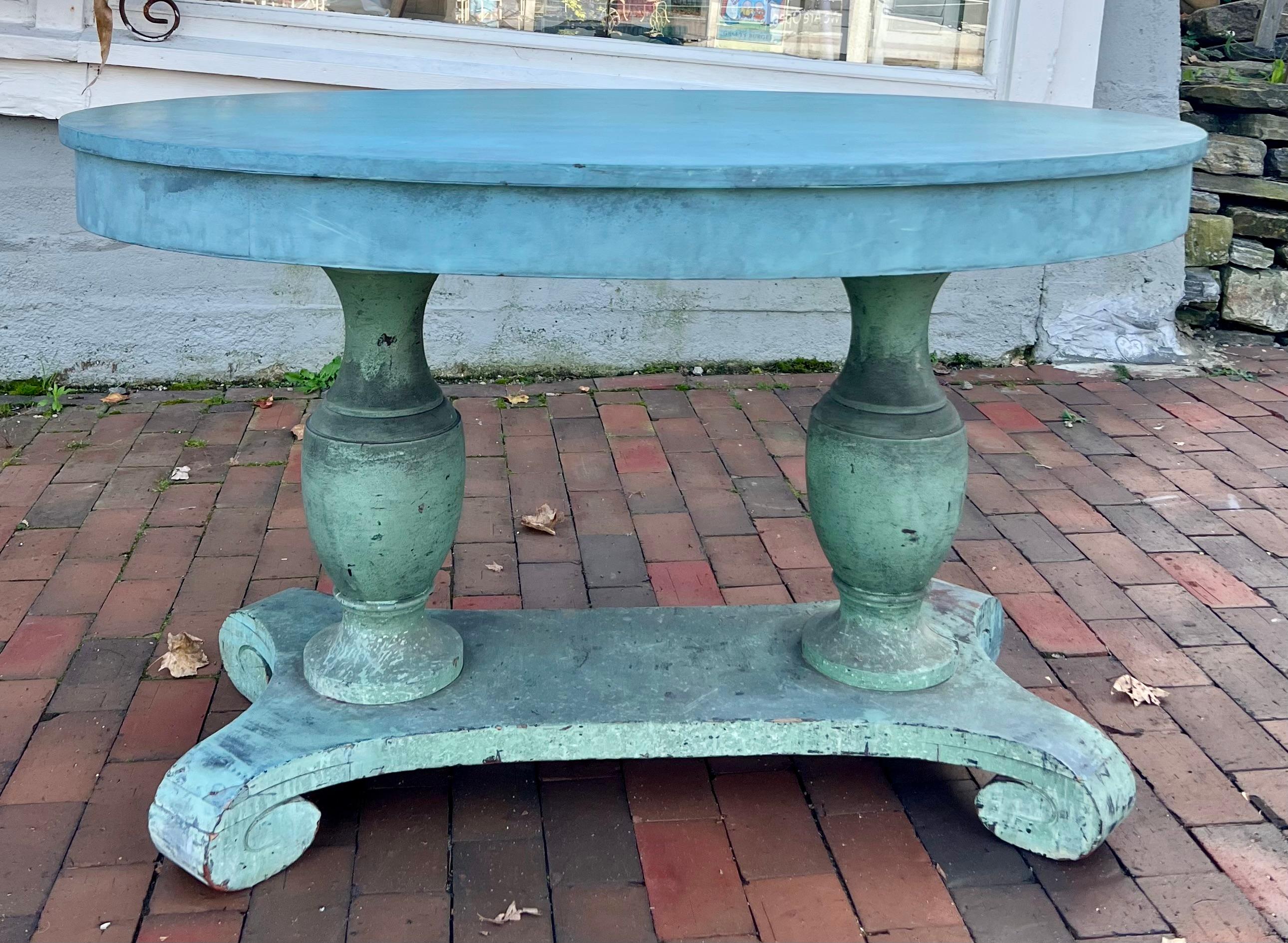 19th Century American Blue Painted Center Oval Table For Sale 2