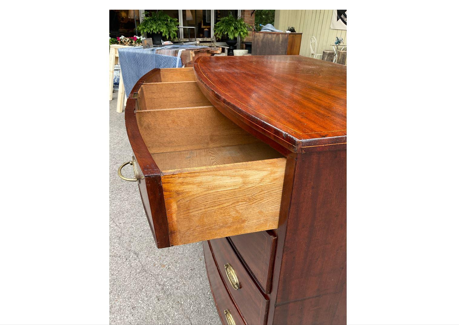 Hardwood 19th Century American Bow Front Chest For Sale